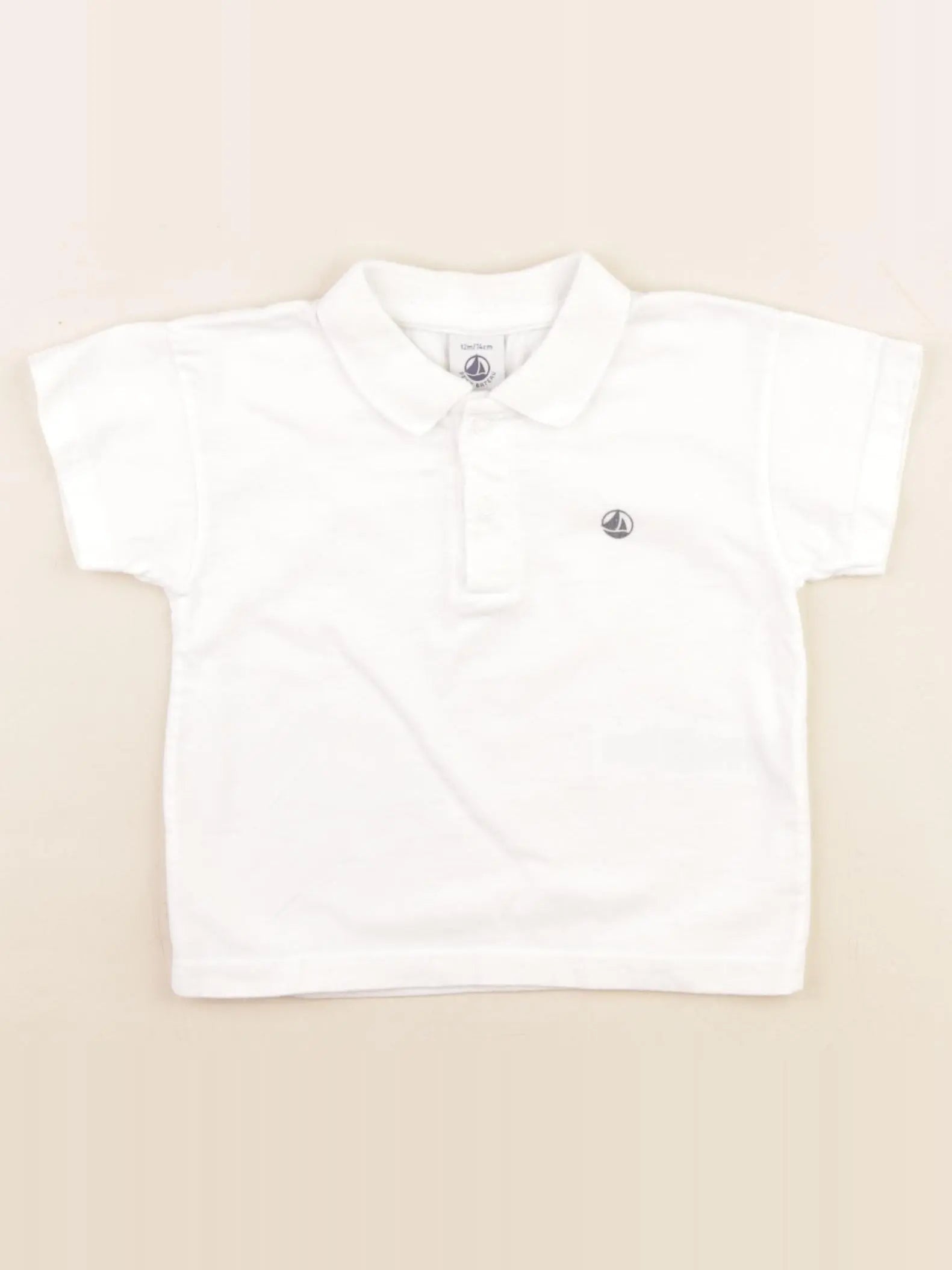 Petit Bateau - polo blanc - 12 mois