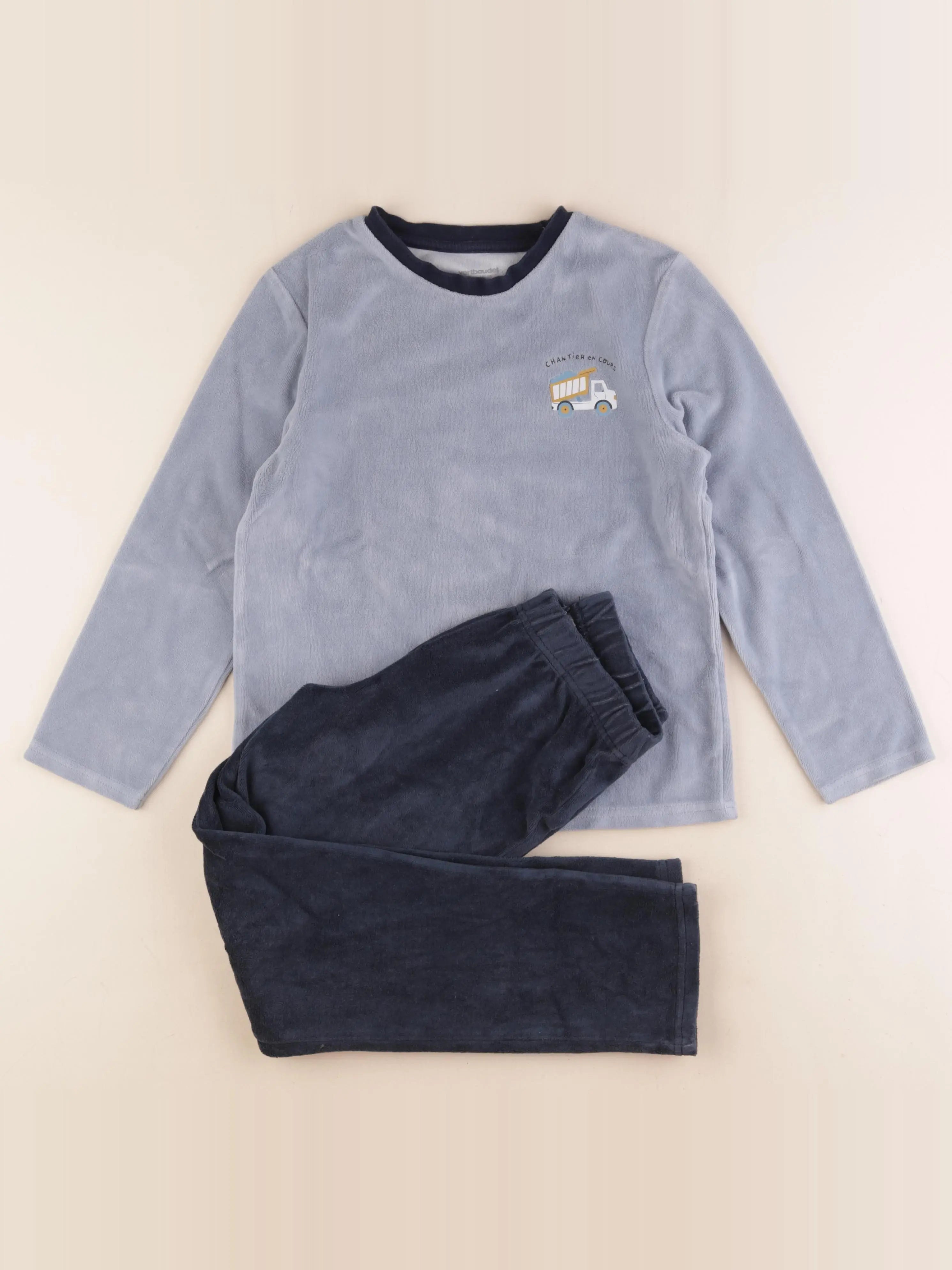 Vertbaudet - pyjama velours bleu - 10 ans
