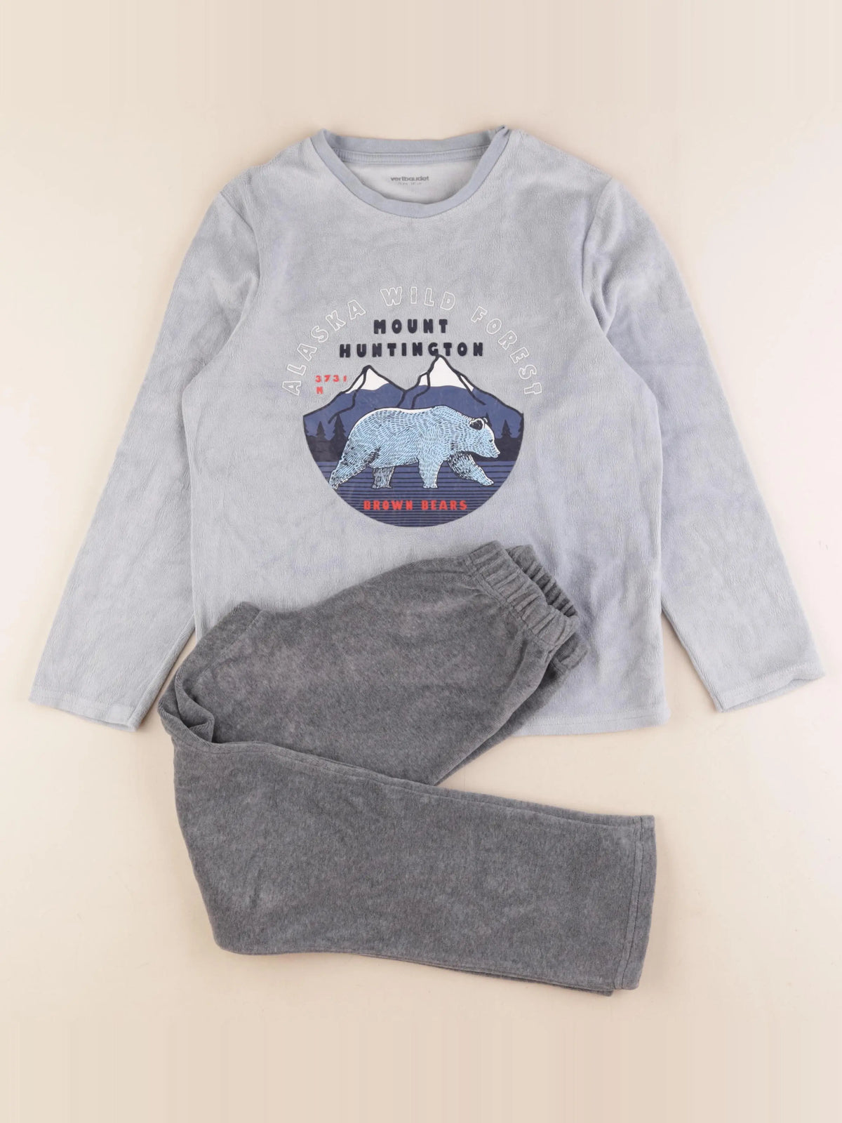 Vertbaudet - pyjama velours bleu - 10 ans
