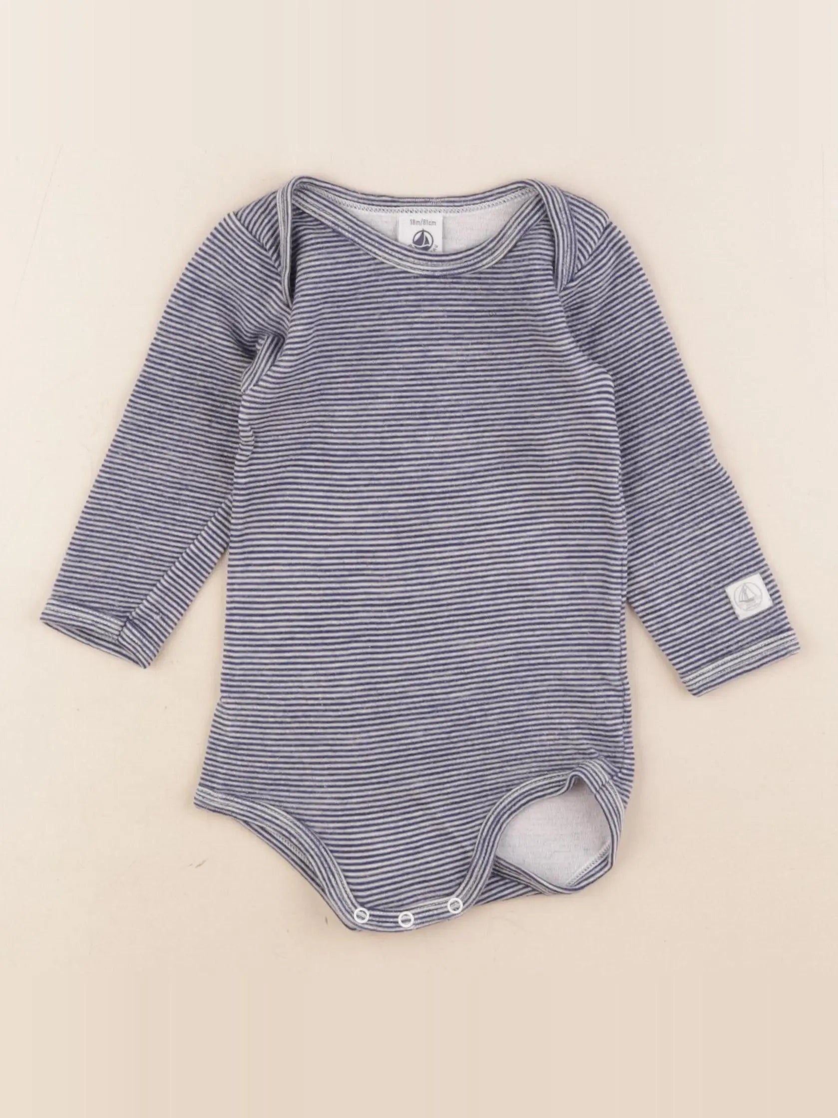 Petit Bateau - body bleu, blanc - 18 mois