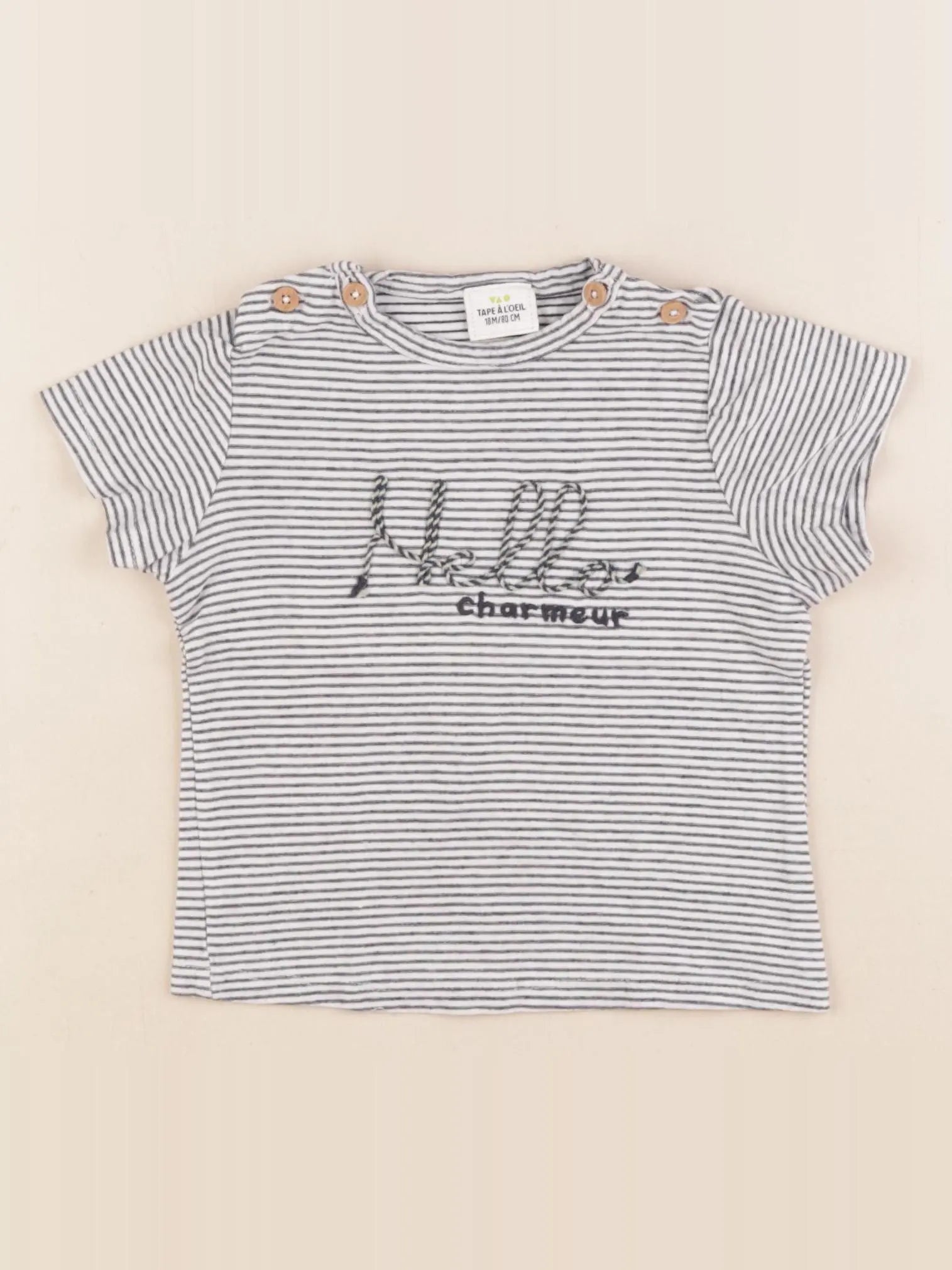 Tape à l'oeil - tee-shirt beige, bleu - 18 mois
