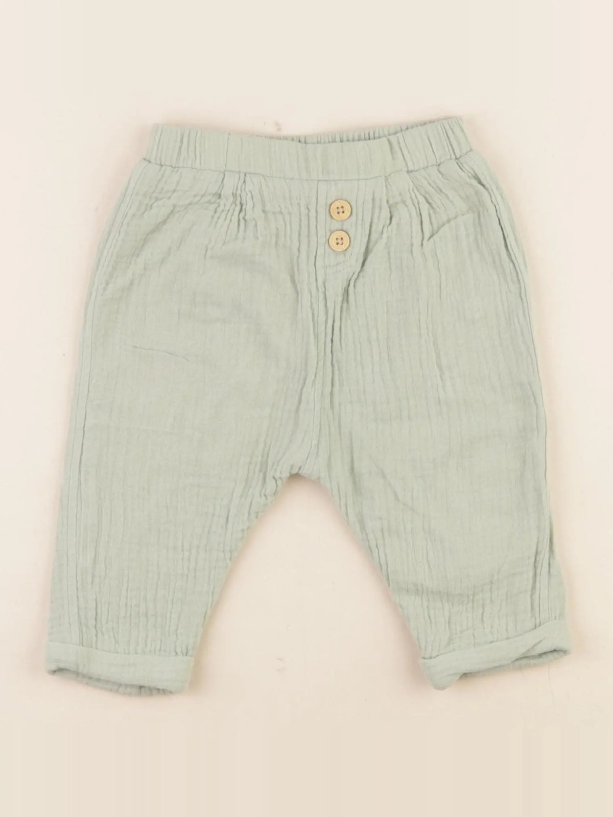 Vertbaudet - pantalon vert - 9 mois