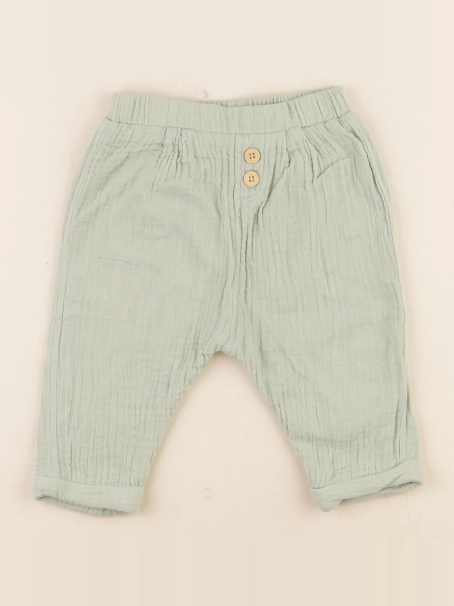 Vertbaudet - pantalon vert - 9 mois