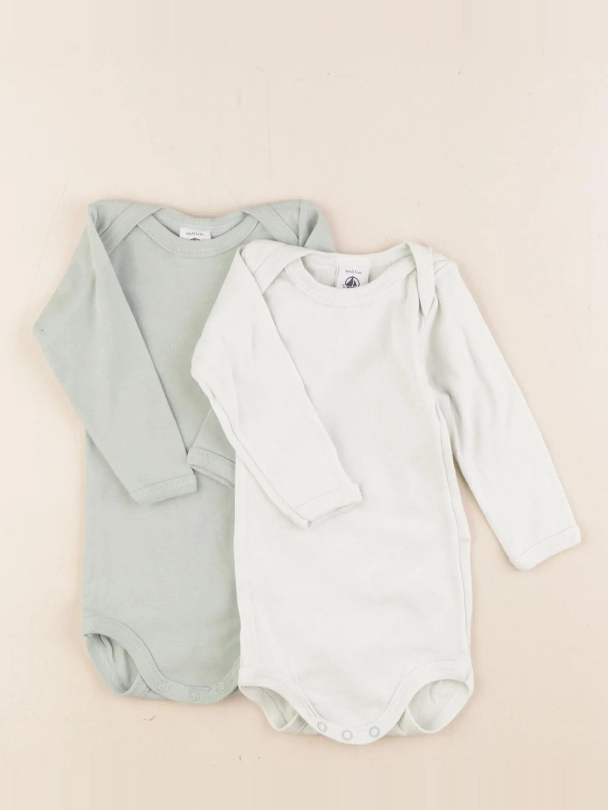 Petit Bateau - lot de 2 bodies en coton vert - 6 mois