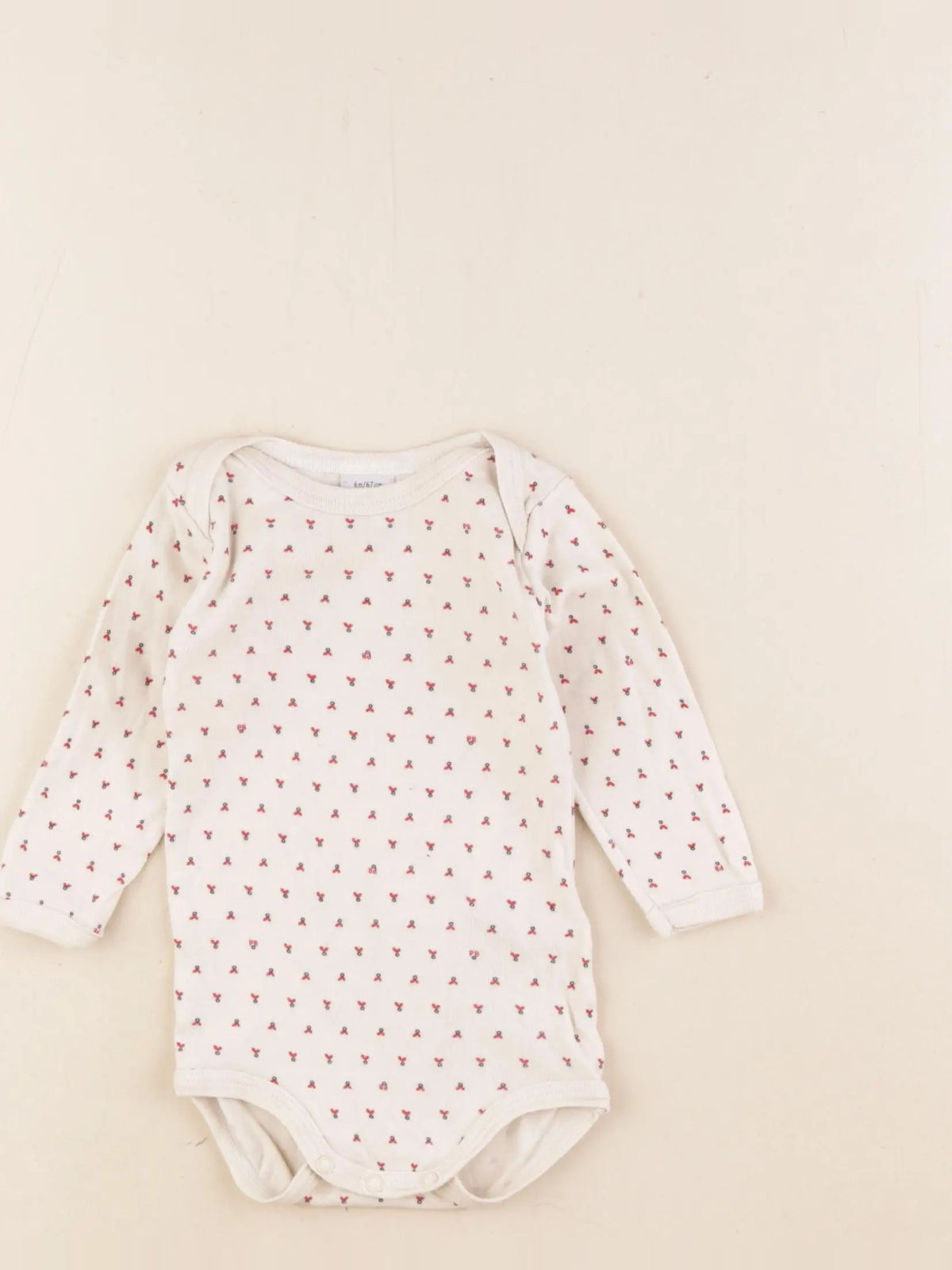 Petit Bateau - body beige, rouge - 6 mois