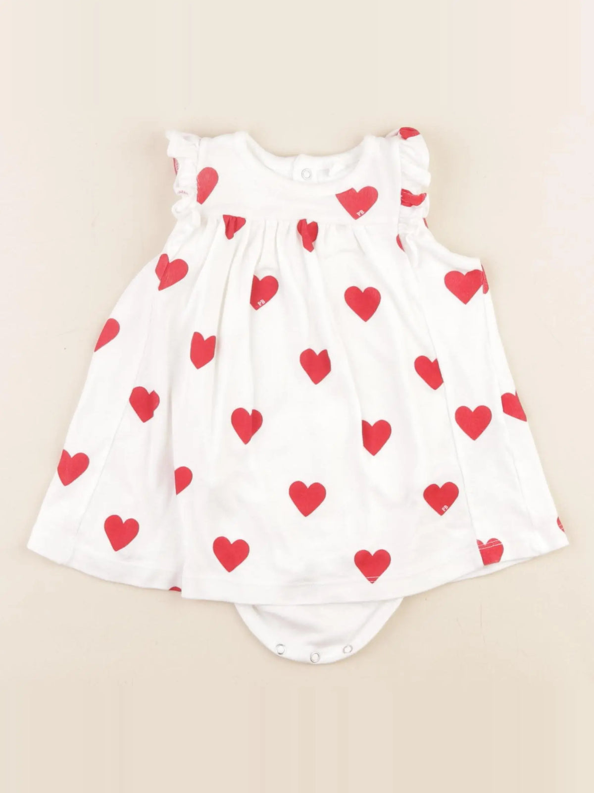 Petit Bateau - body robe blanc, rouge - 6 mois