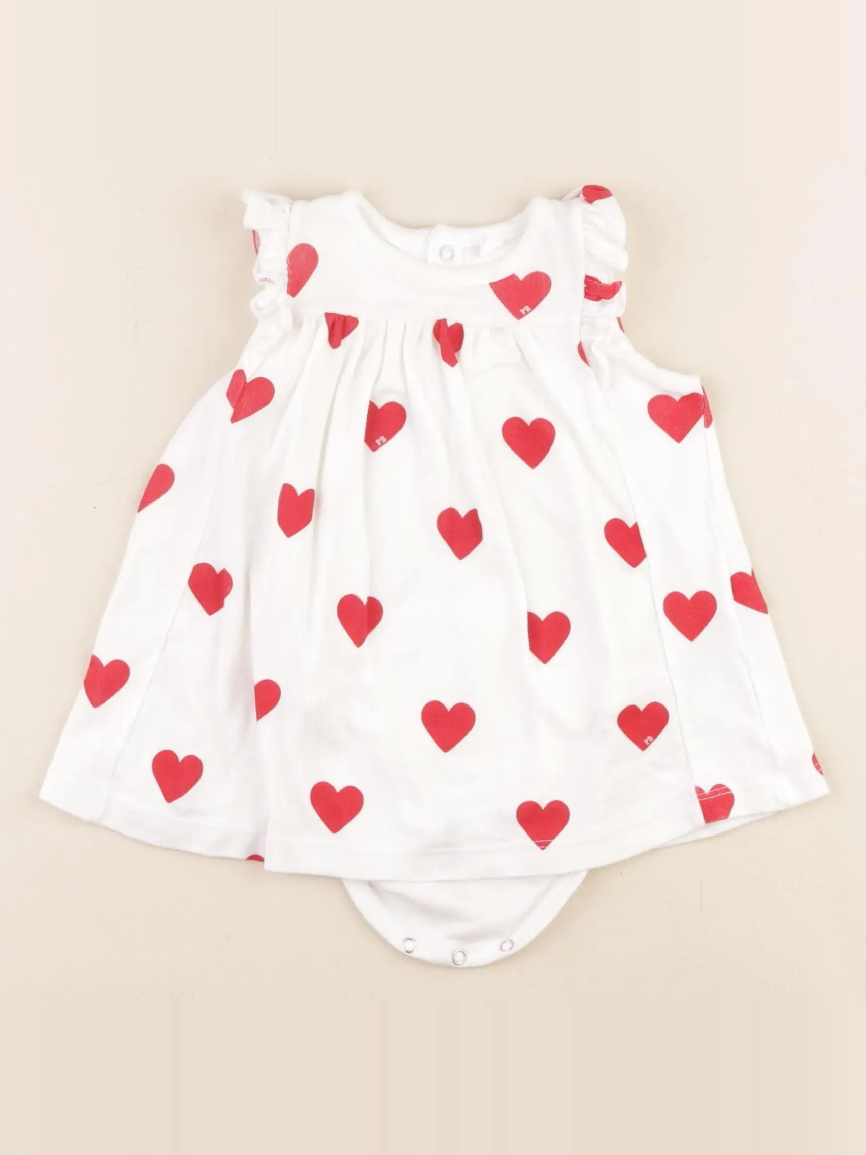 Petit Bateau - body robe blanc, rouge - 6 mois