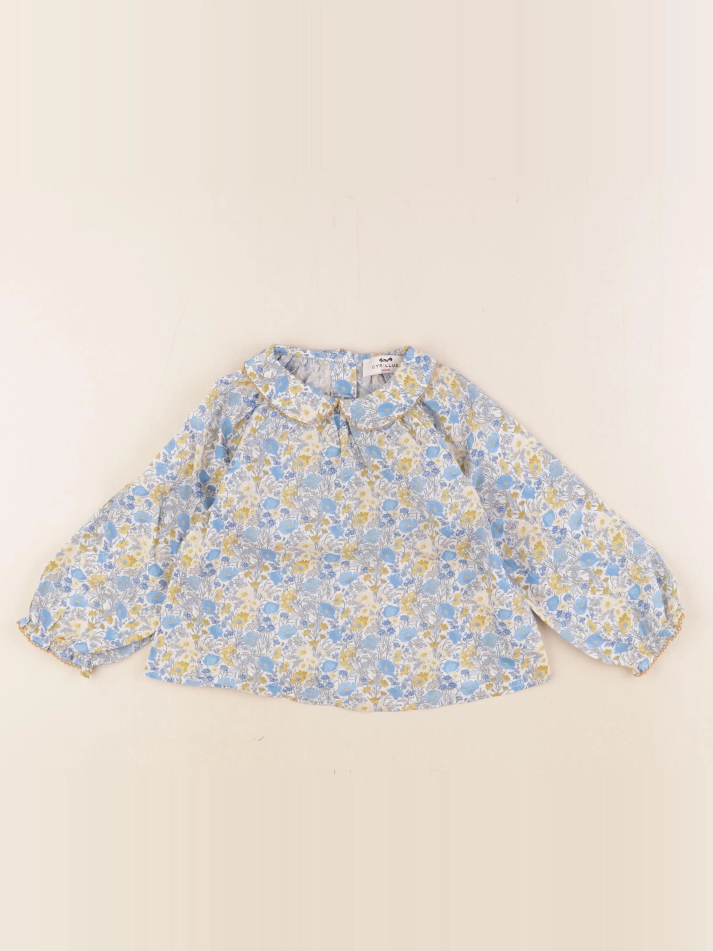 Cyrillus - blouse bleu, jaune - 24 mois