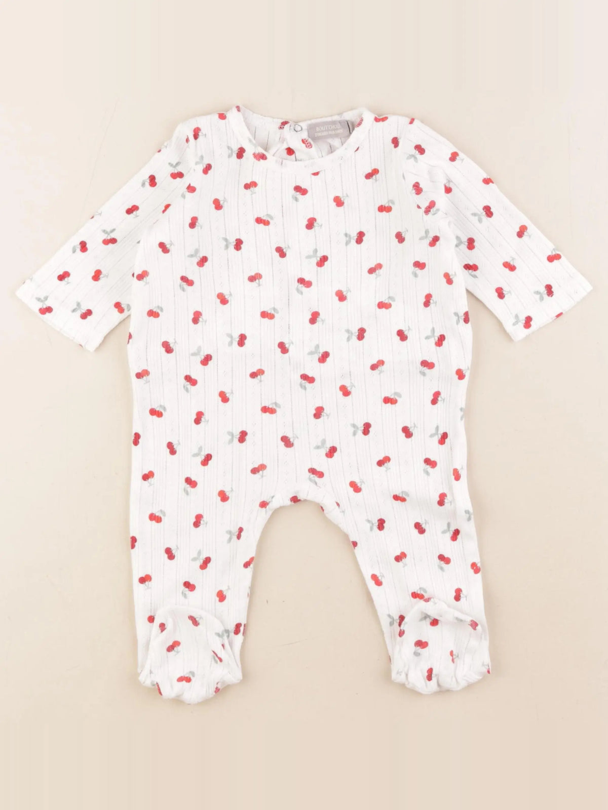 Boutchou - pyjama coton blanc, rouge - 6 mois