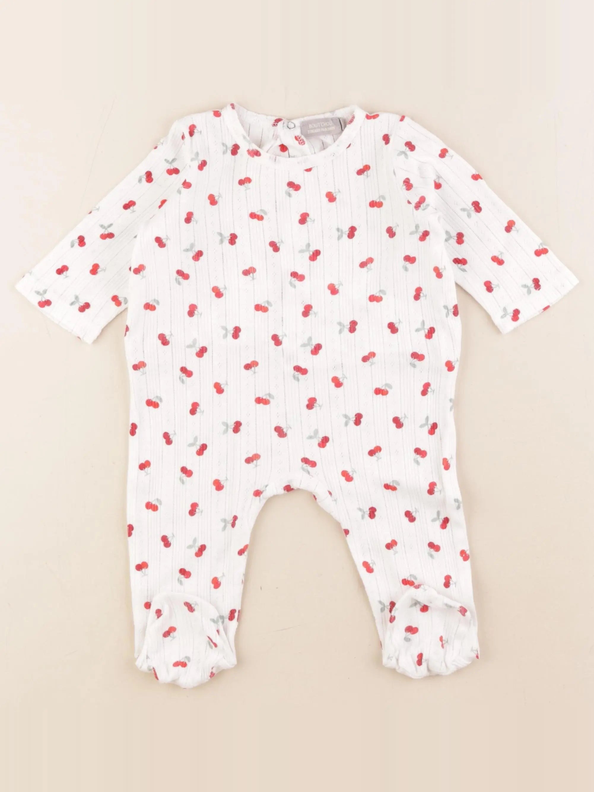 Boutchou - pyjama coton blanc, rouge - 6 mois