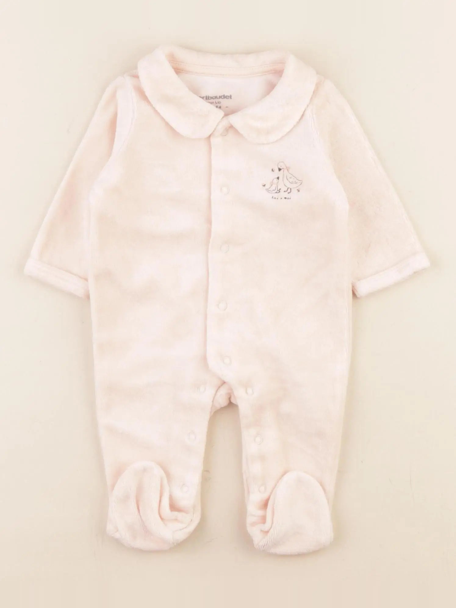 Vertbaudet - pyjama velours rose - 1 mois