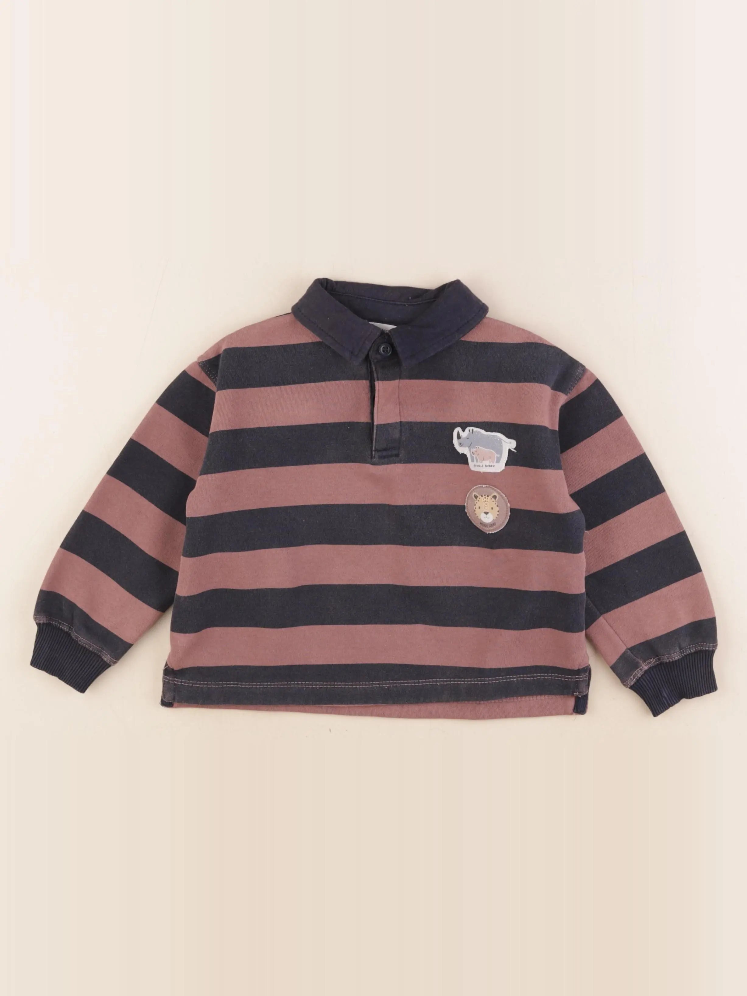 Mango - sweat marron, bleu - 2/3 ans