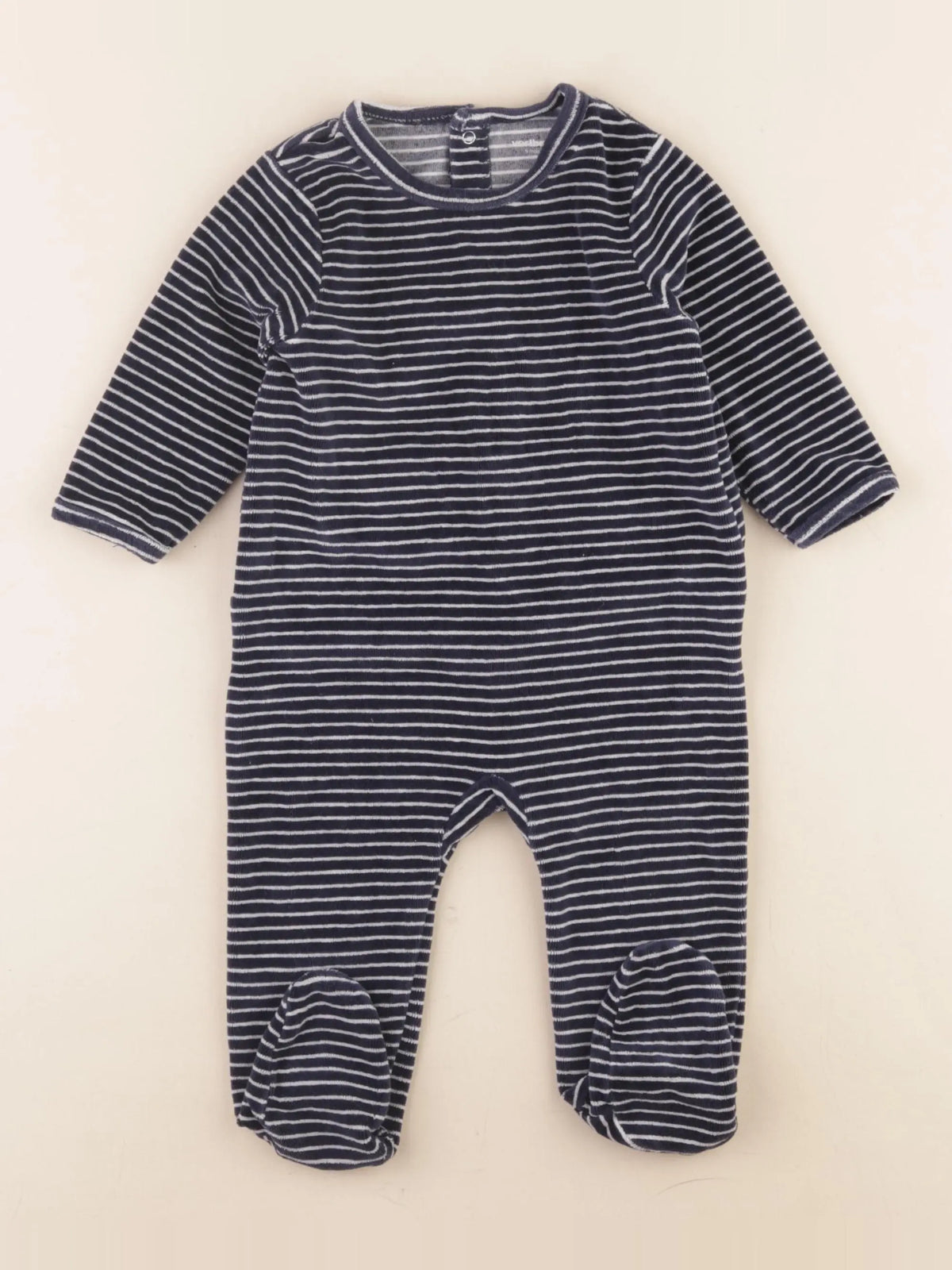 Vertbaudet - pyjama velours bleu - 9 mois
