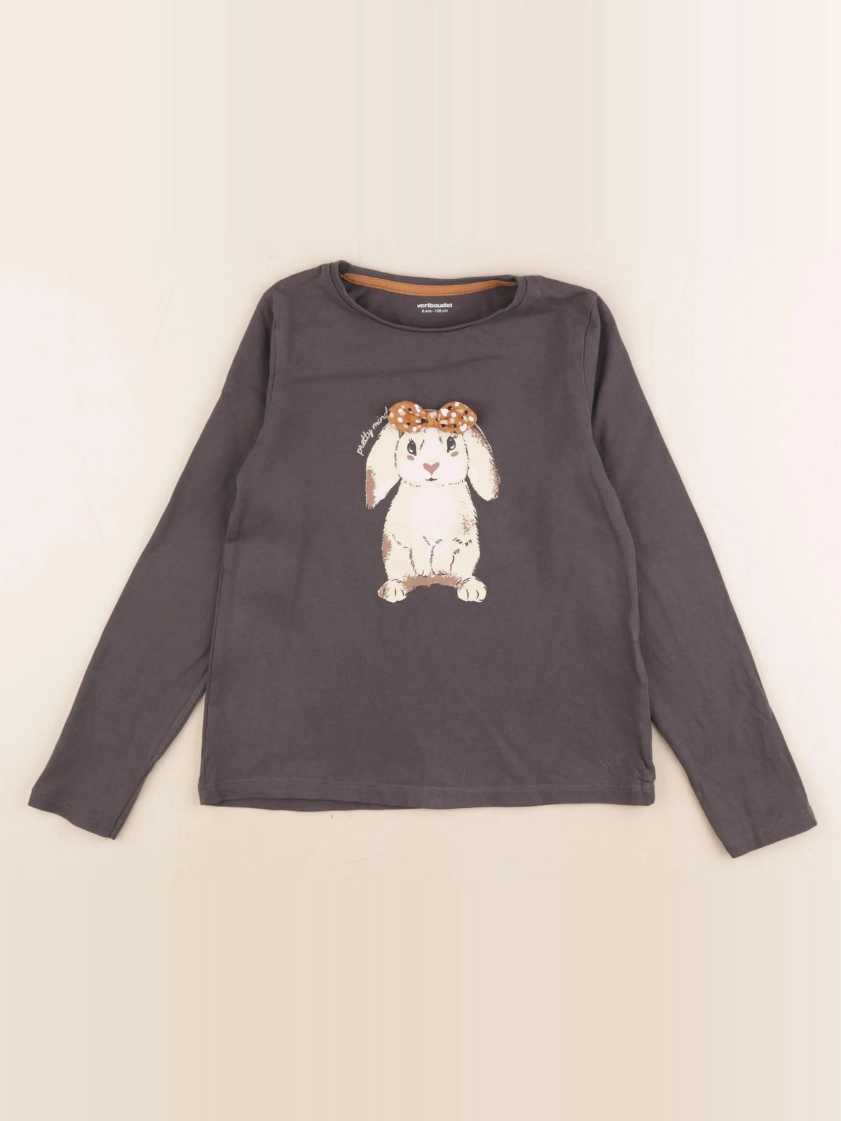 Vertbaudet - tee-shirt taupe - 8 ans