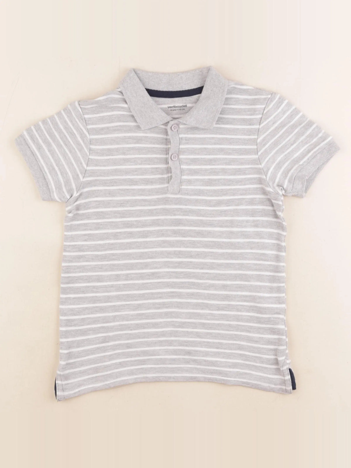 Vertbaudet - polo blanc, gris - 6 ans