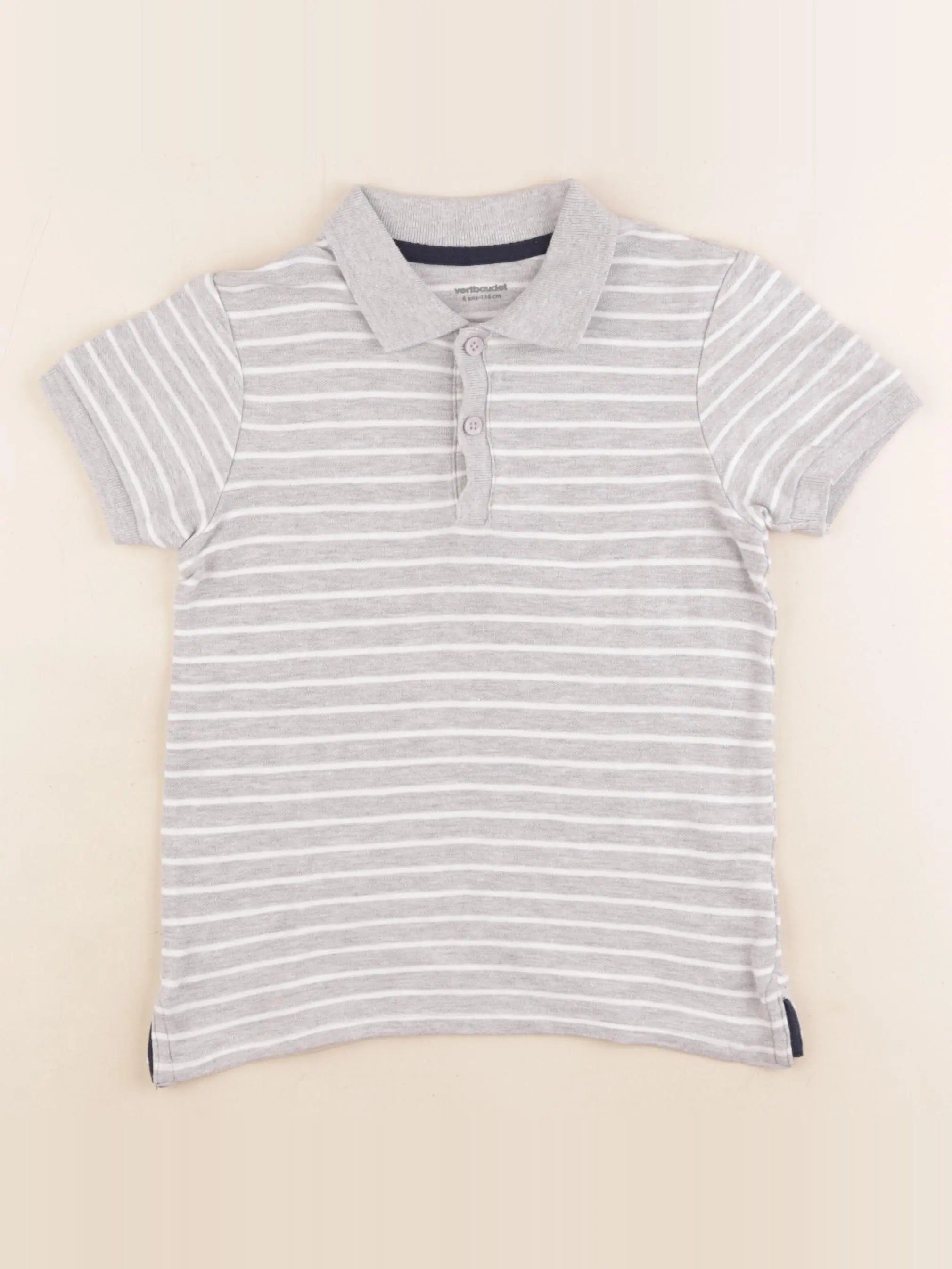 Vertbaudet - polo blanc, gris - 6 ans
