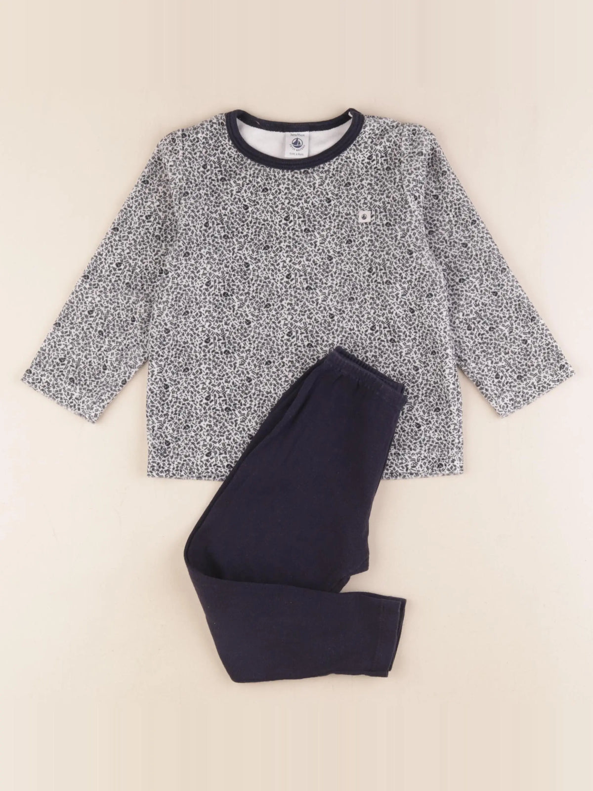 Petit Bateau - pyjama velours bleu - 3 ans