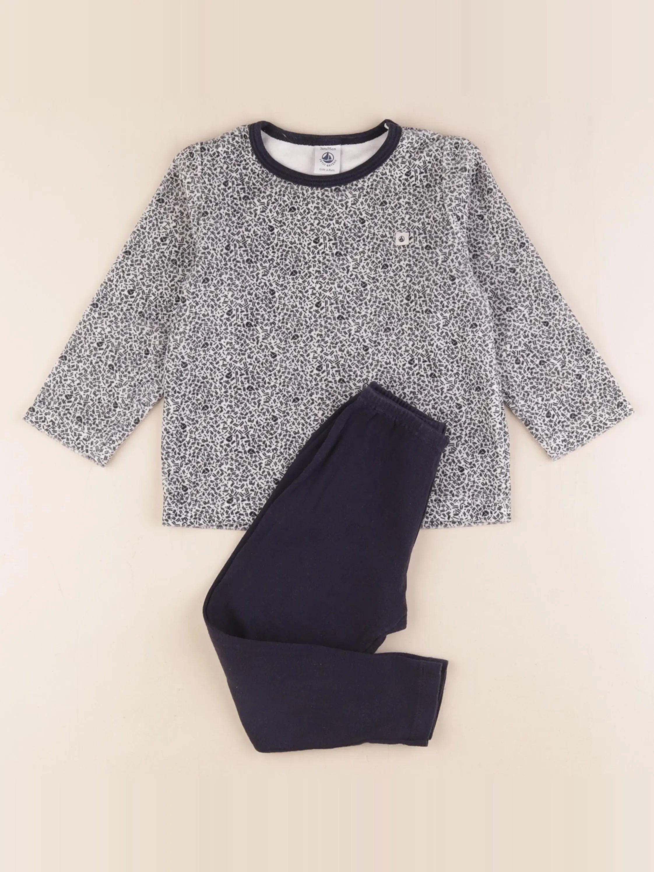 Petit Bateau - pyjama velours bleu - 3 ans