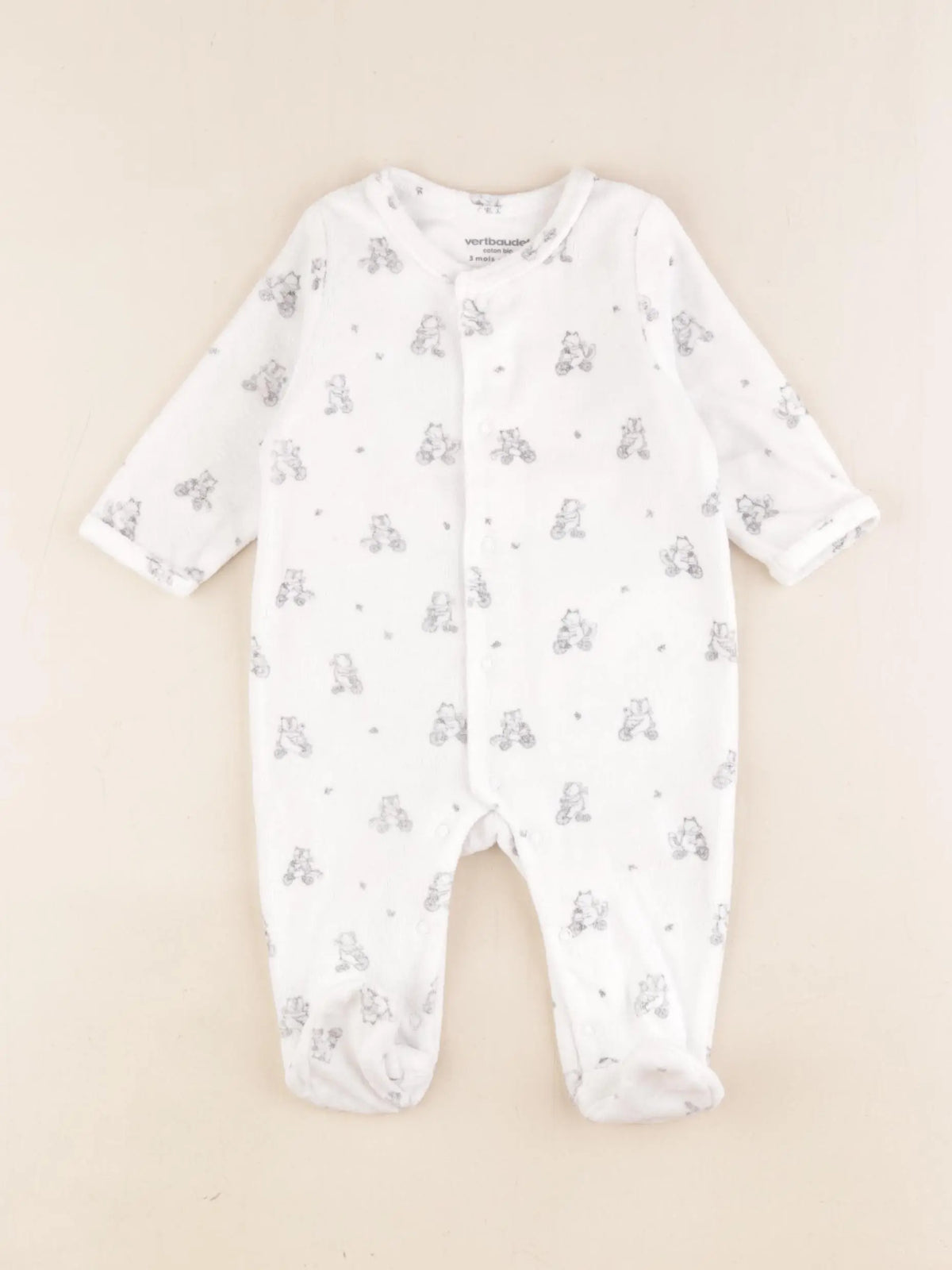 Vertbaudet - pyjama velours gris - 3 mois