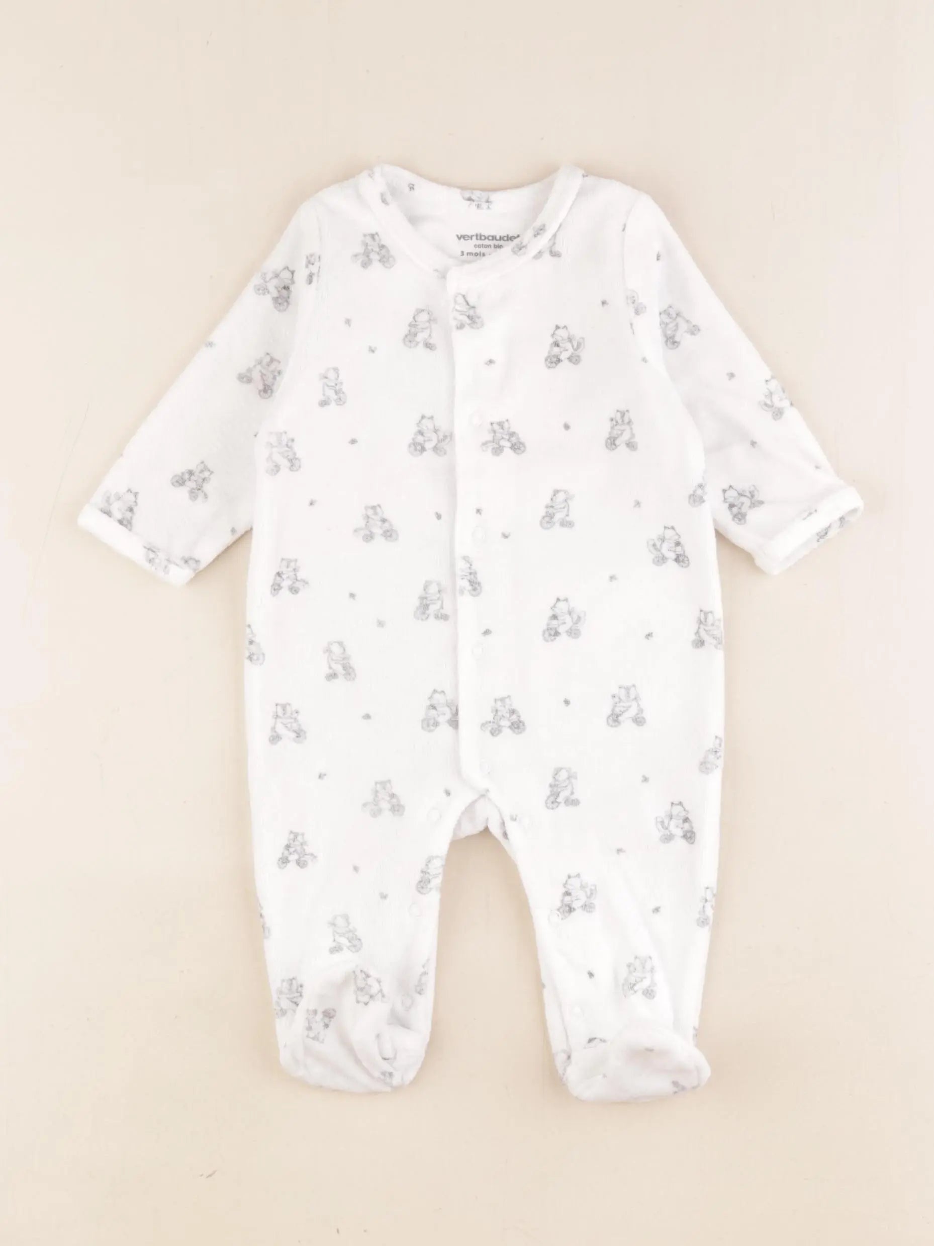 Vertbaudet - pyjama velours gris - 3 mois