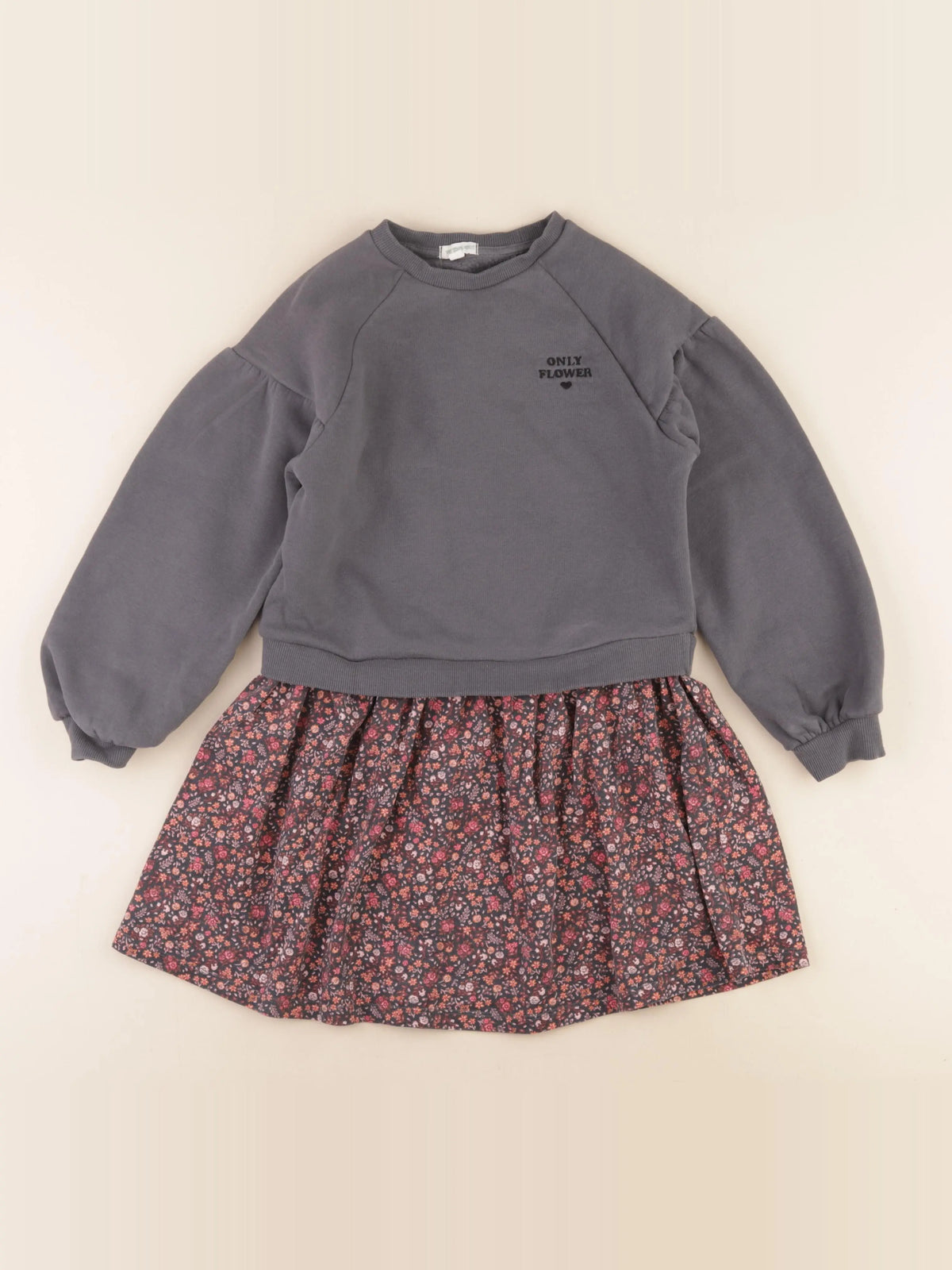 Vertbaudet - robe gris, rose - 8 ans
