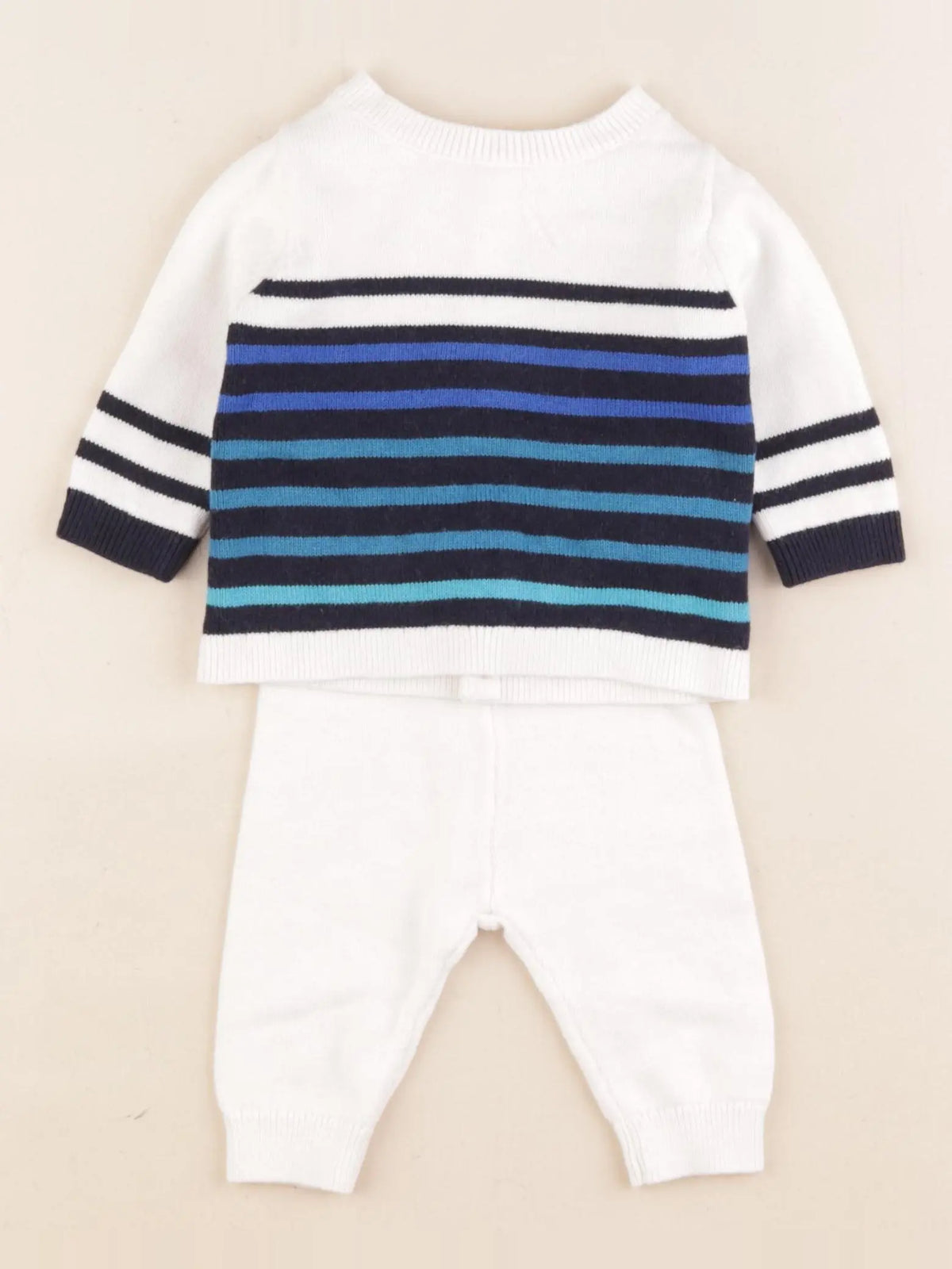 Jacadi - ensemble bleu, blanc - 3 mois