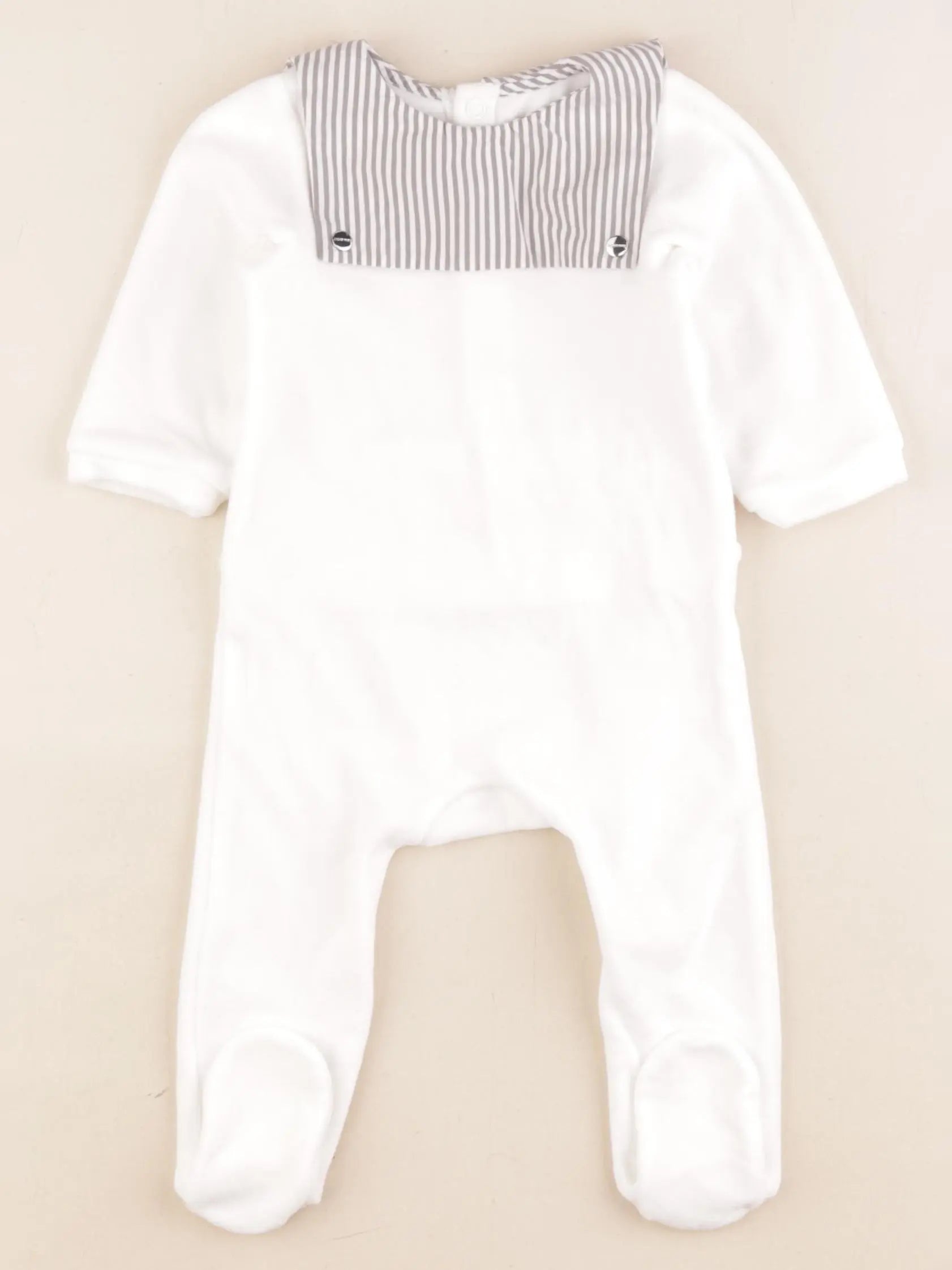 Jacadi - pyjama velours blanc, gris - 6 mois