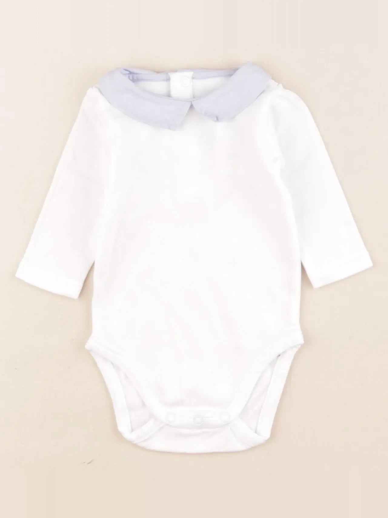 Jacadi - body à col blanc, bleu - 3 mois