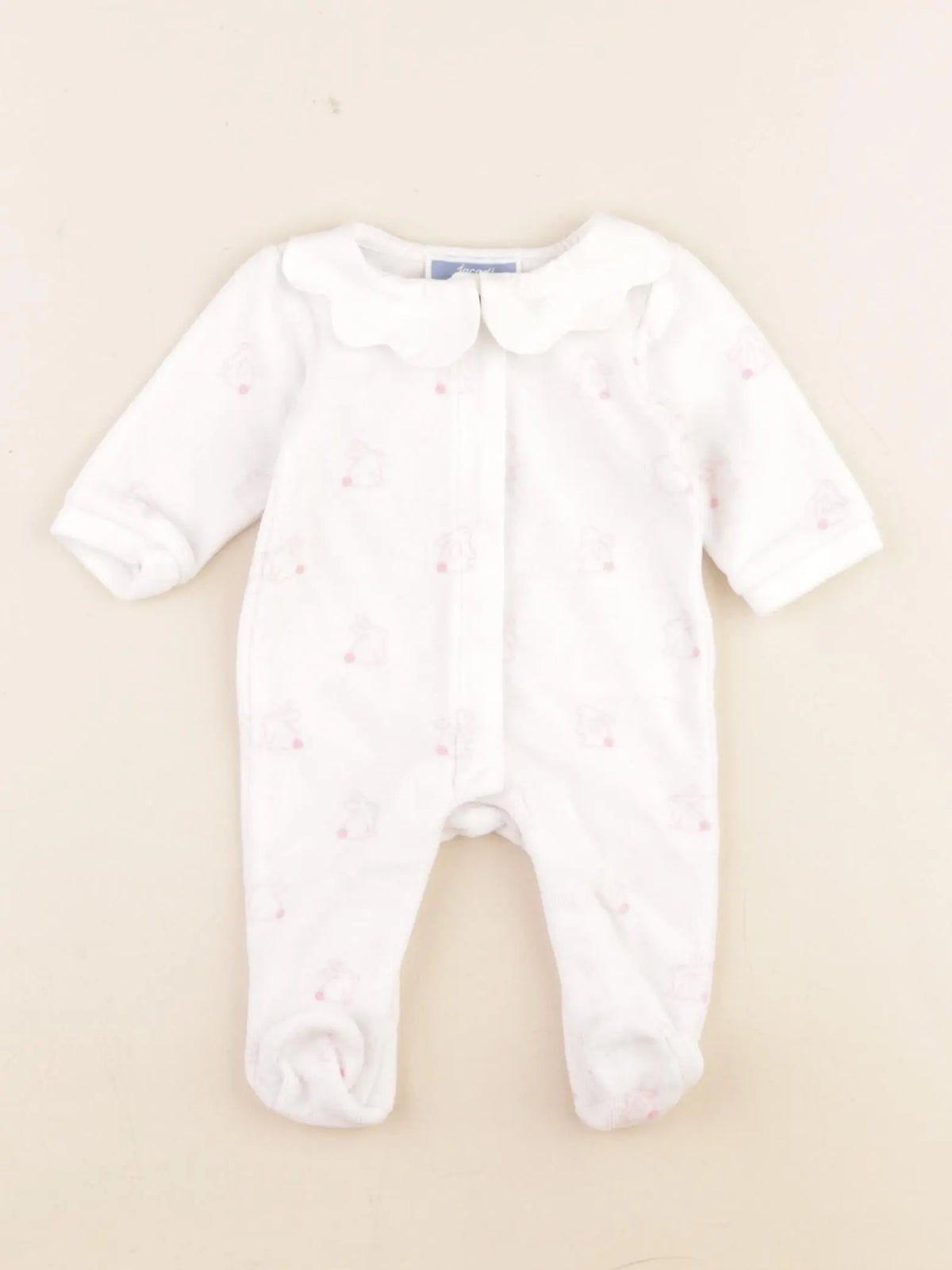 Jacadi - pyjama velours blanc, rose - 0 mois