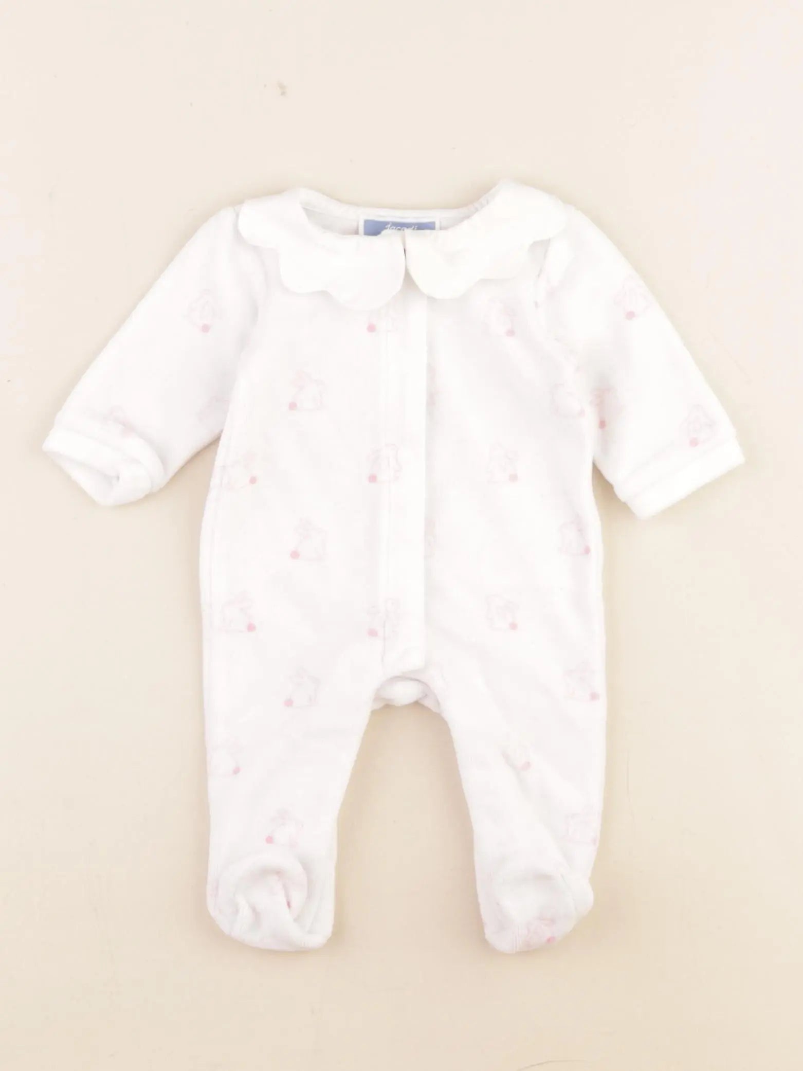 Jacadi - pyjama velours blanc, rose - 0 mois