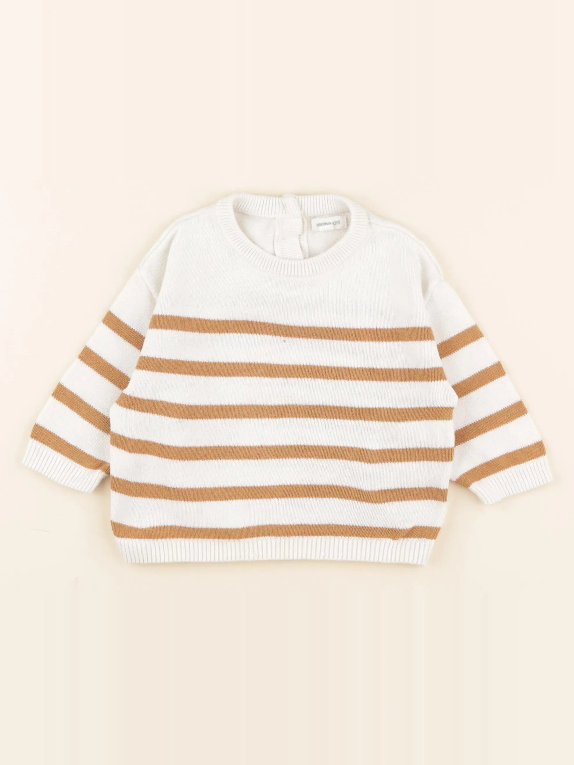 Vertbaudet - pull beige, marron - 9 mois