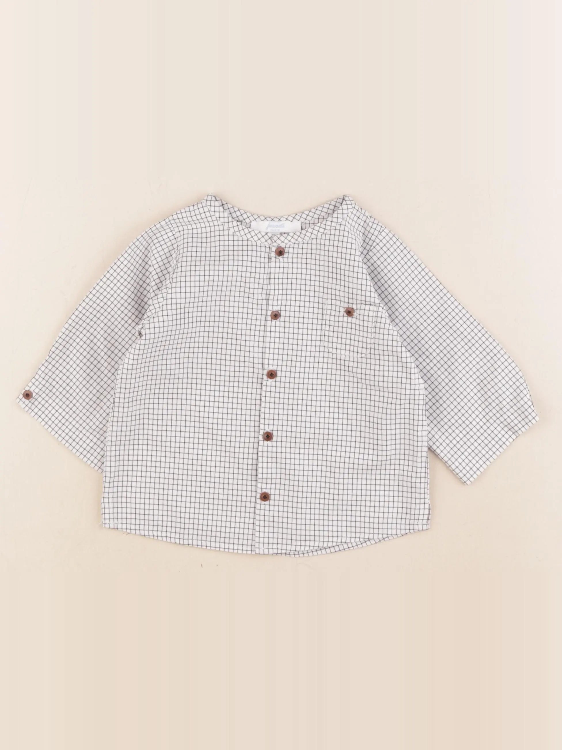 Jacadi - chemise blanc, bleu - 6 mois