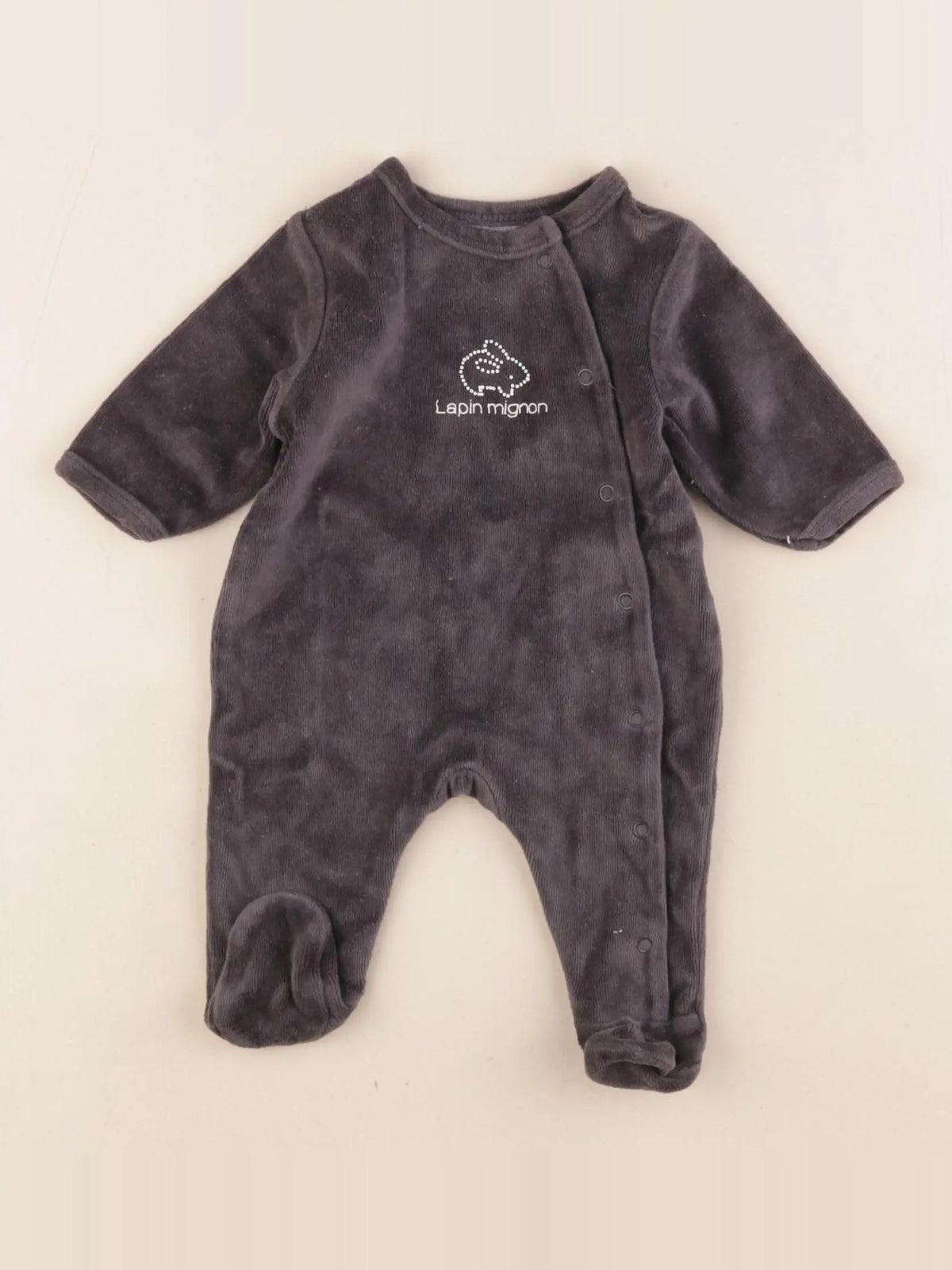 Vertbaudet - pyjama velours gris - 1 mois