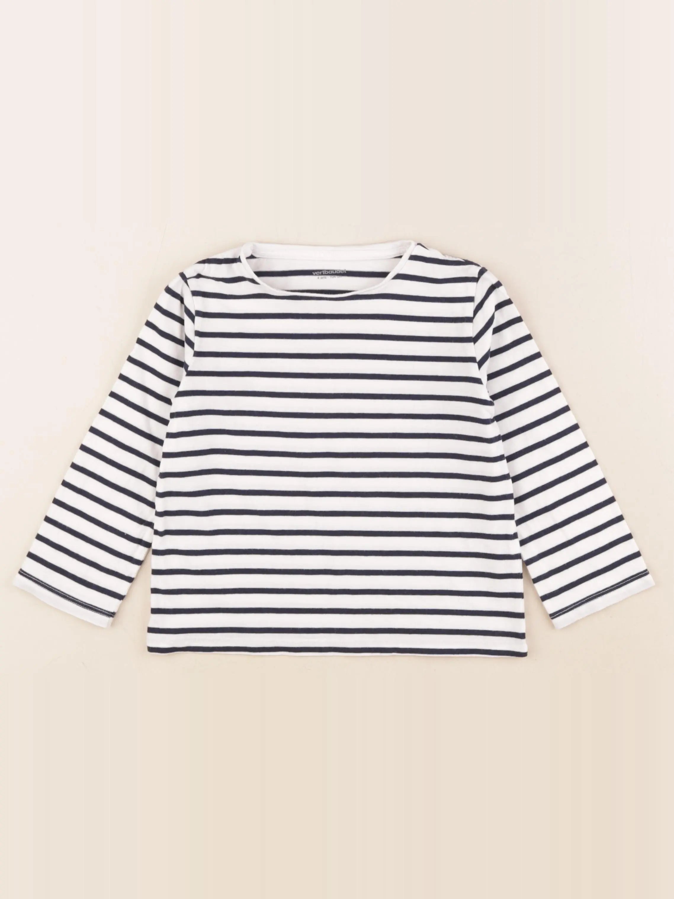 Vertbaudet - tee-shirt blanc, bleu - 4 ans