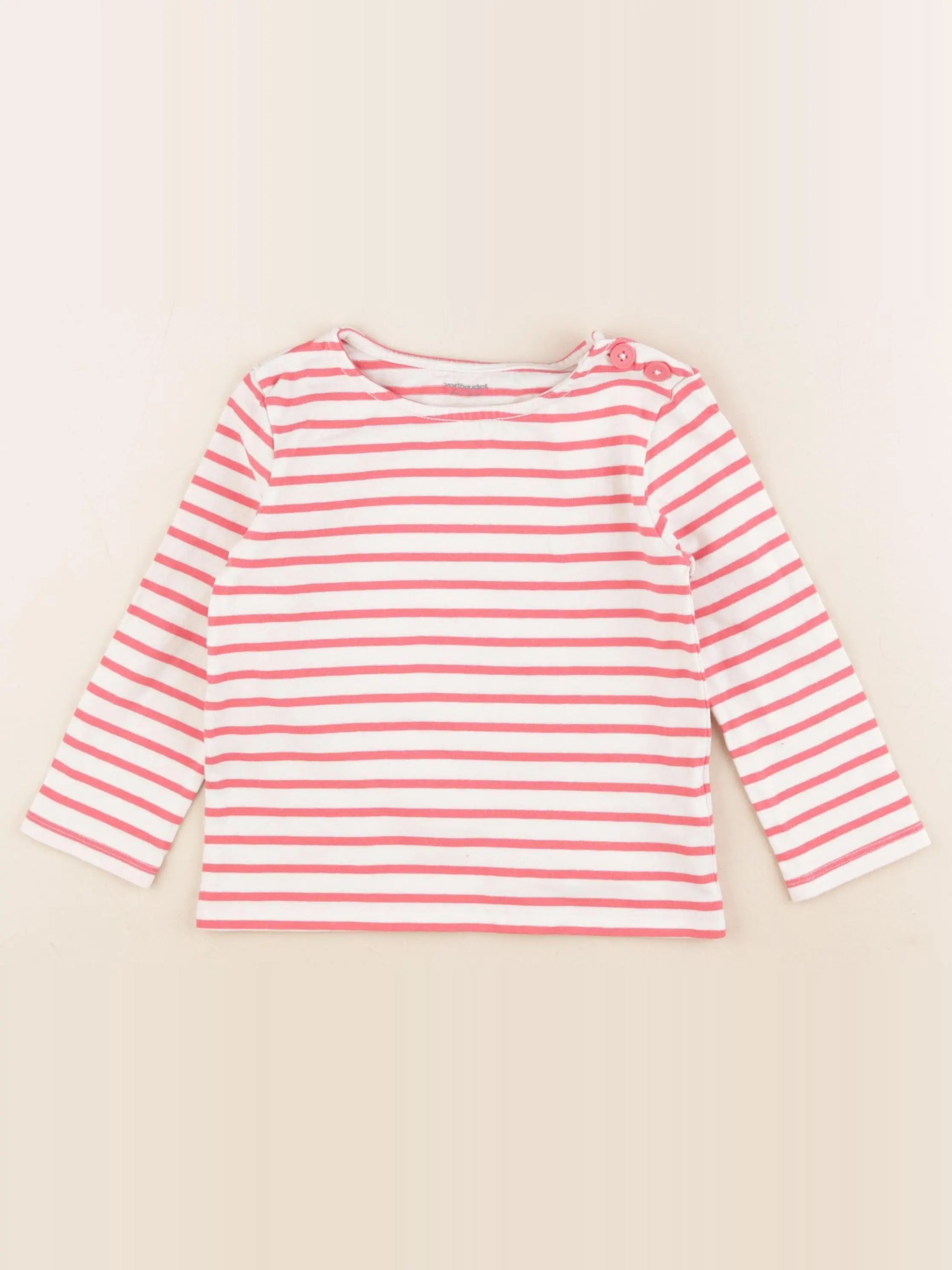 Vertbaudet - tee-shirt blanc, rose - 4 ans