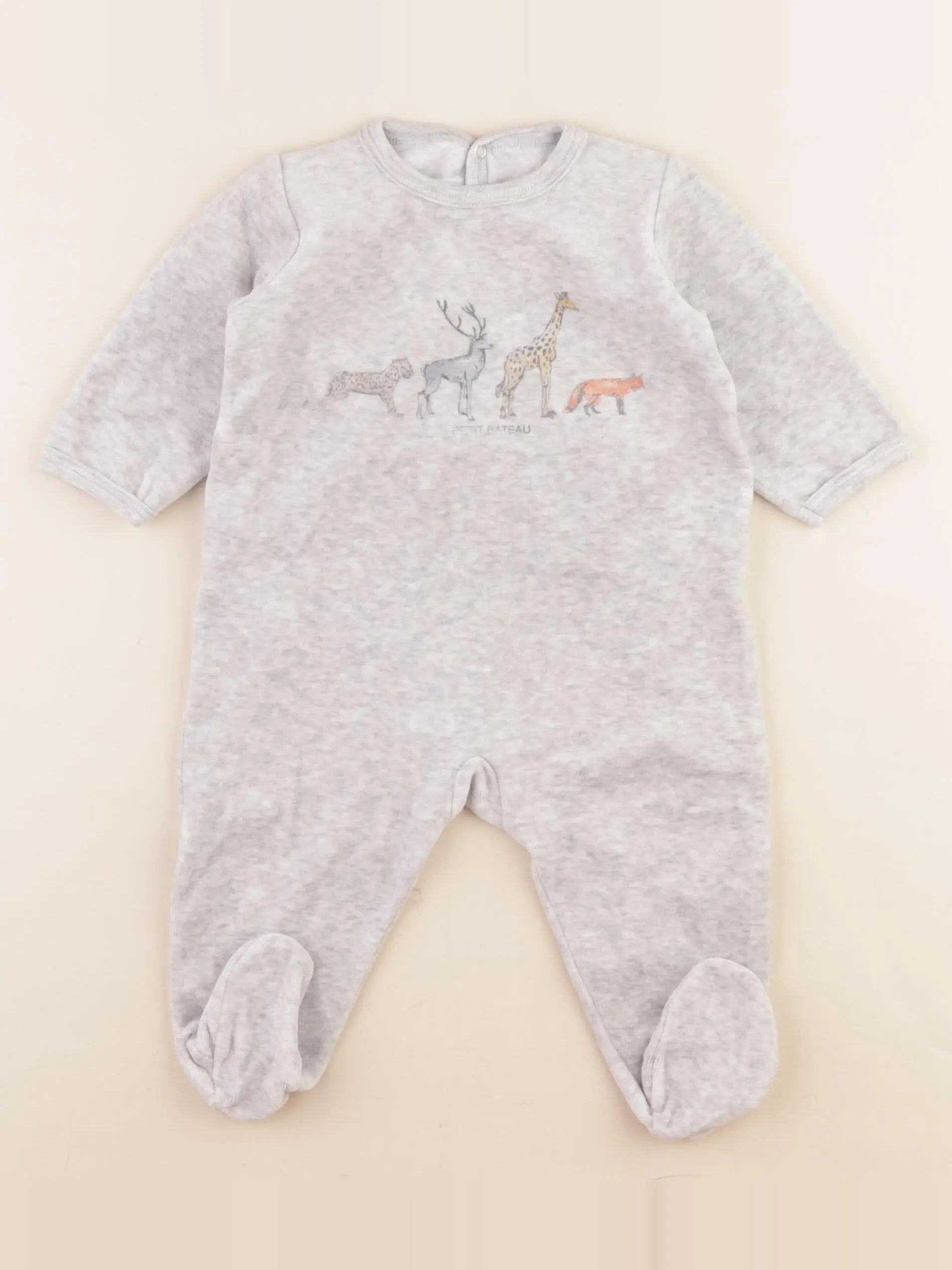 Petit Bateau - pyjama velours gris - 6 mois