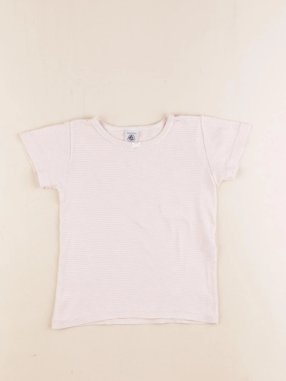 Petit Bateau - maillot de corps blanc, rose - 4 ans