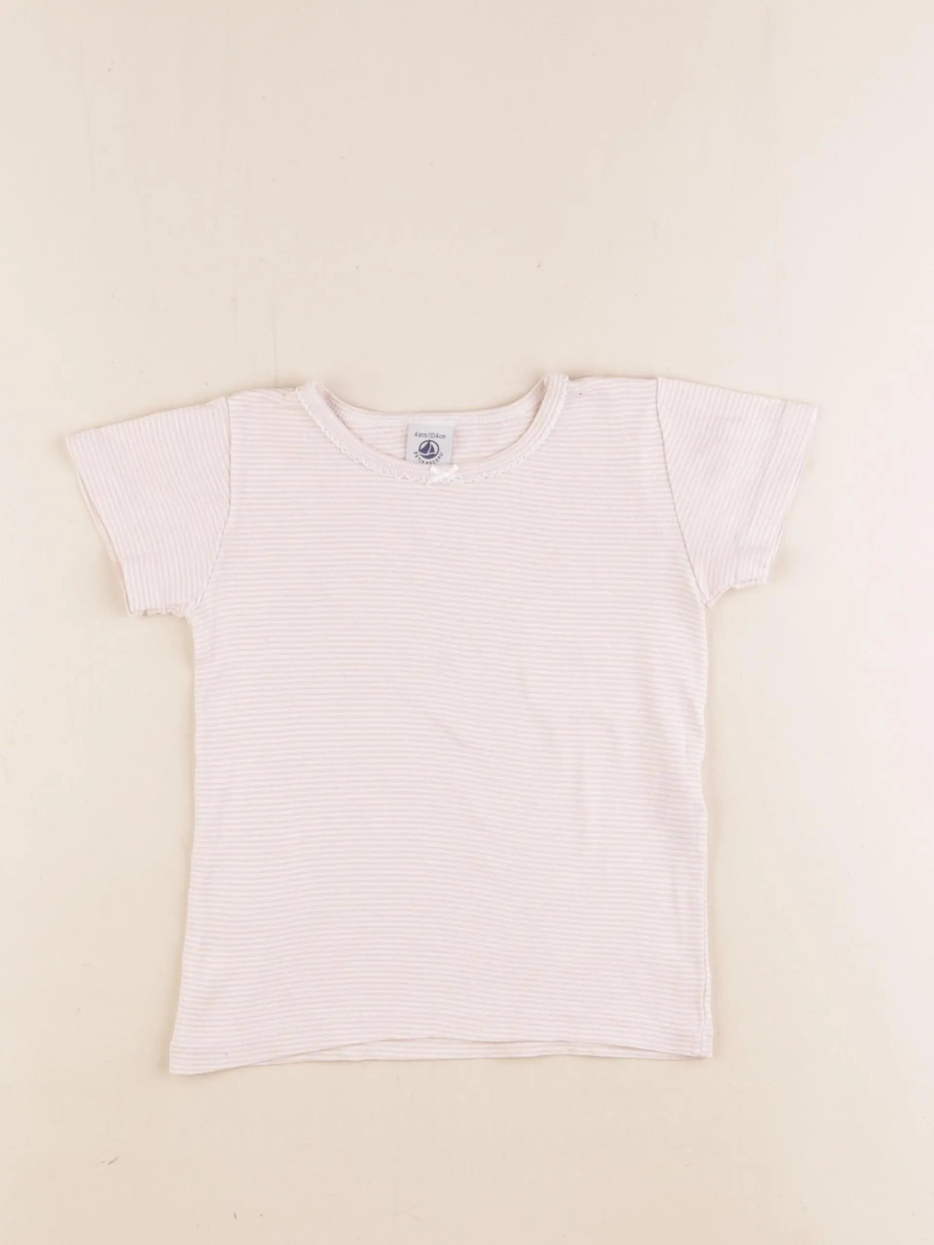 Petit Bateau - maillot de corps blanc, rose - 4 ans