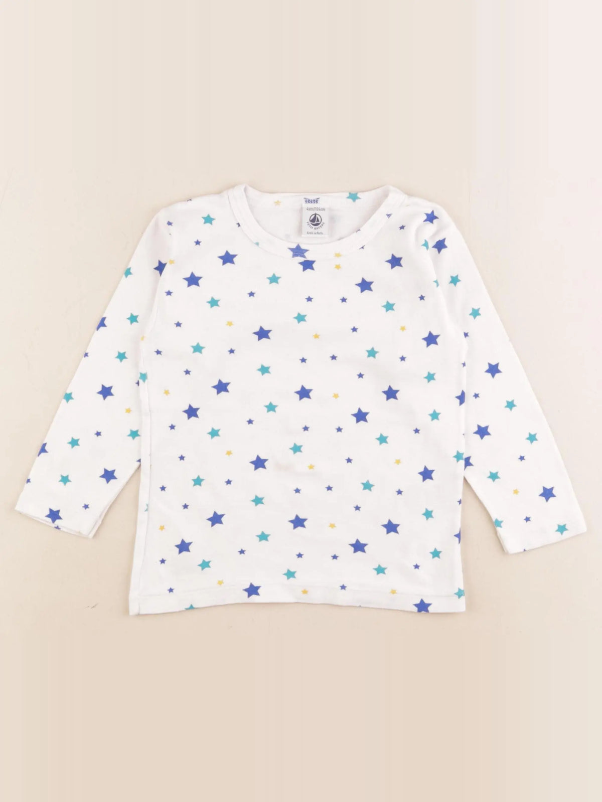 Petit Bateau - maillot de corps blanc, bleu - 4 ans
