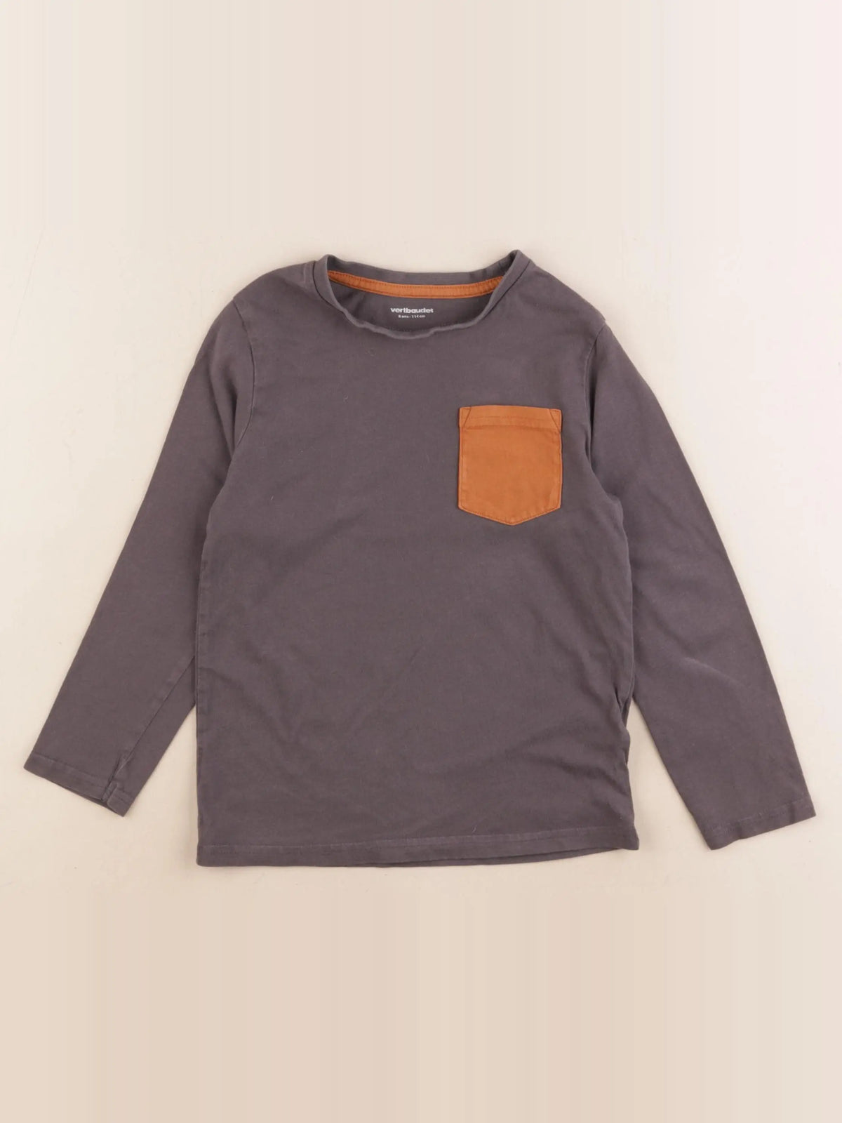 Vertbaudet - tee-shirt taupe - 6 ans