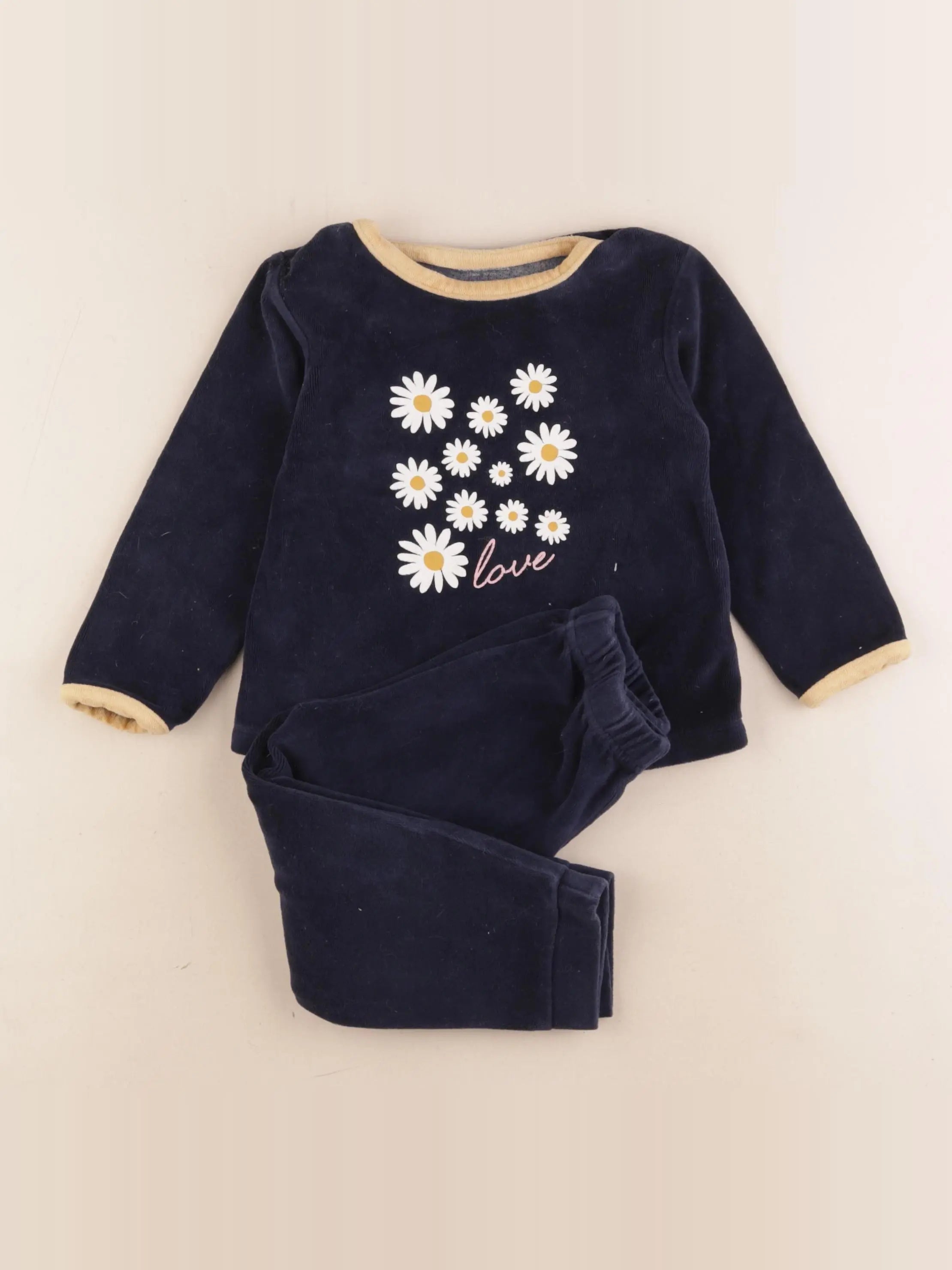 Vertbaudet - pyjama velours bleu - 3 ans