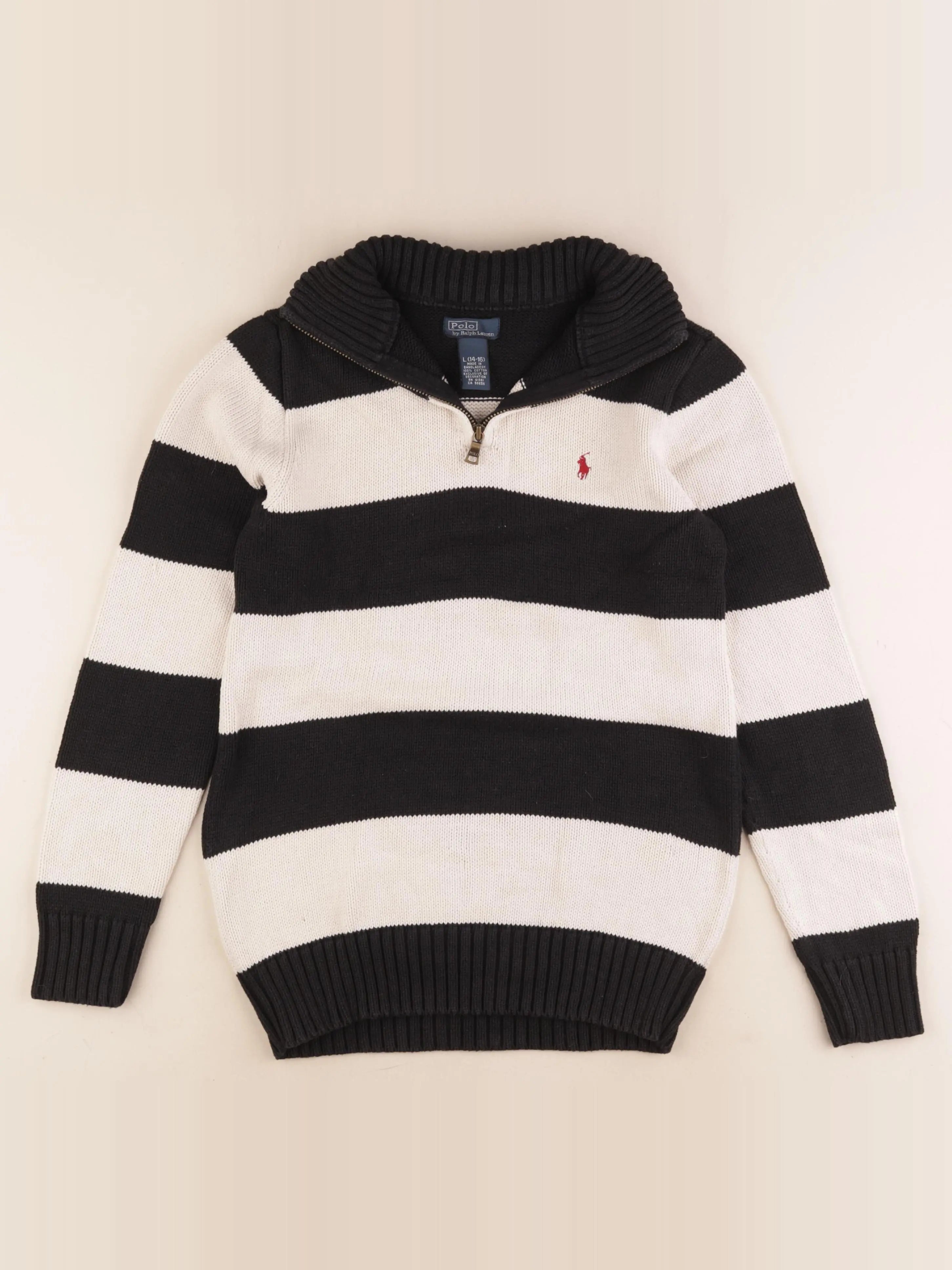 Ralph Lauren - pull beige, noir - 14/16 ans