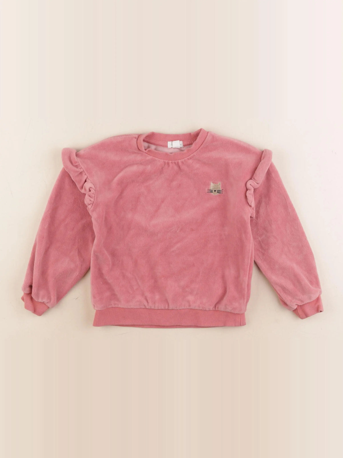 Vertbaudet - sweat velours rose, or - 4 ans