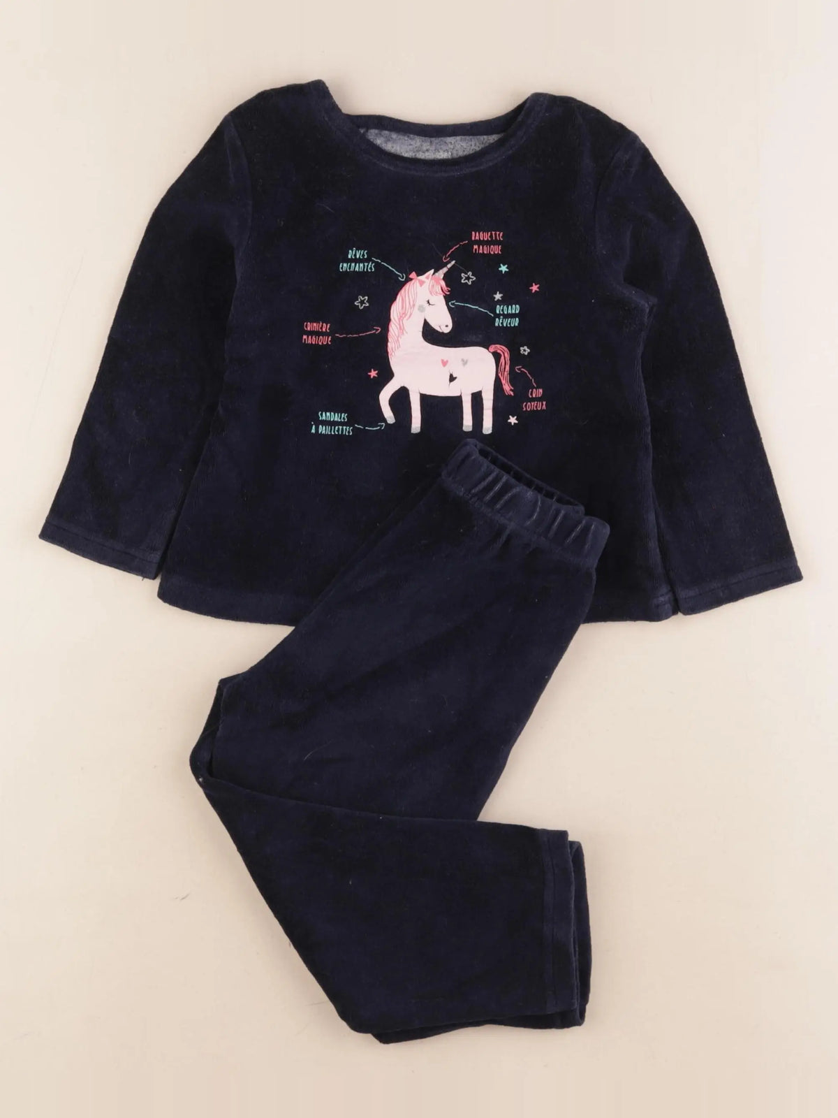 Vertbaudet - pyjama velours bleu - 3 ans