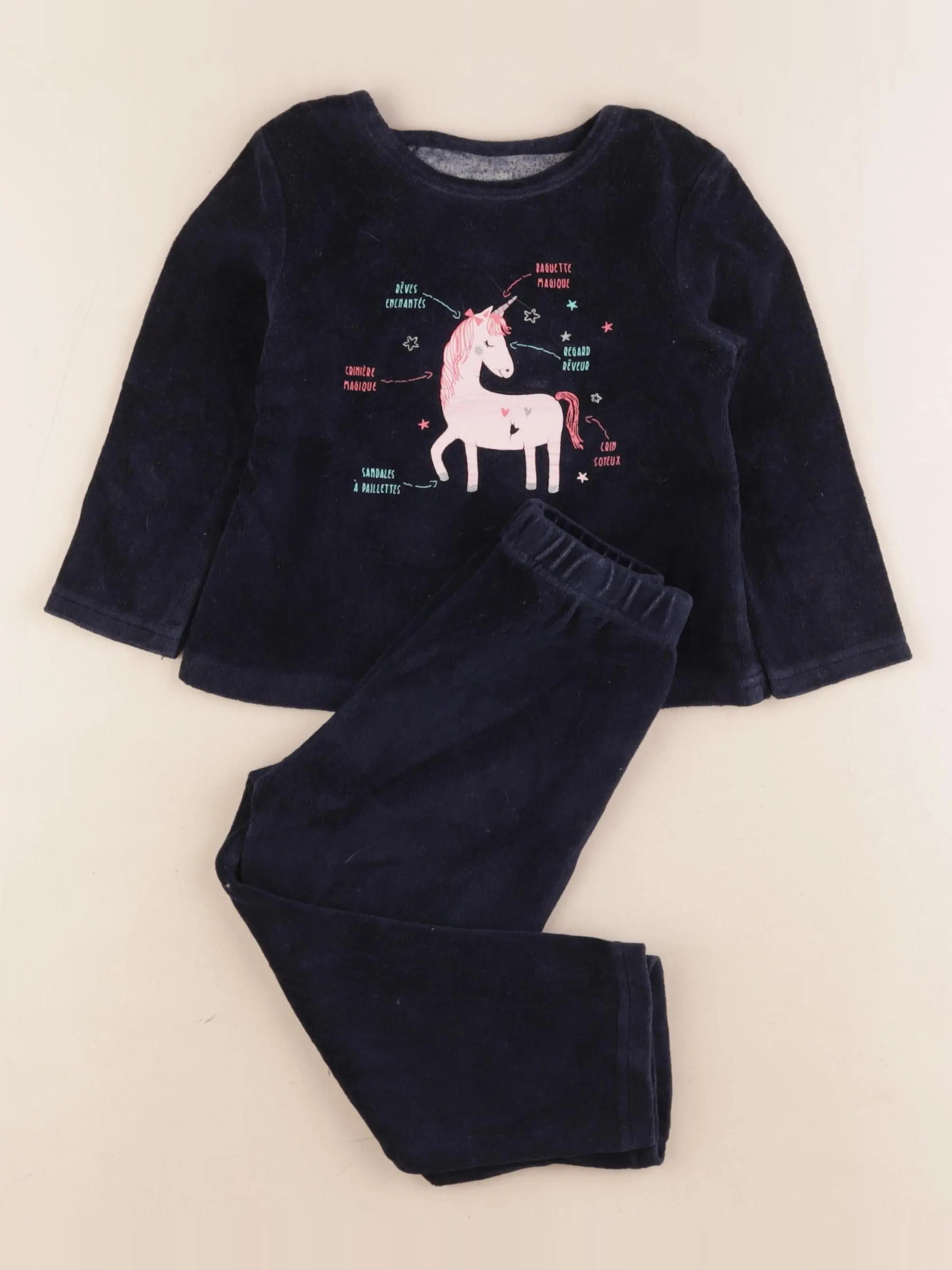 Vertbaudet - pyjama velours bleu - 3 ans