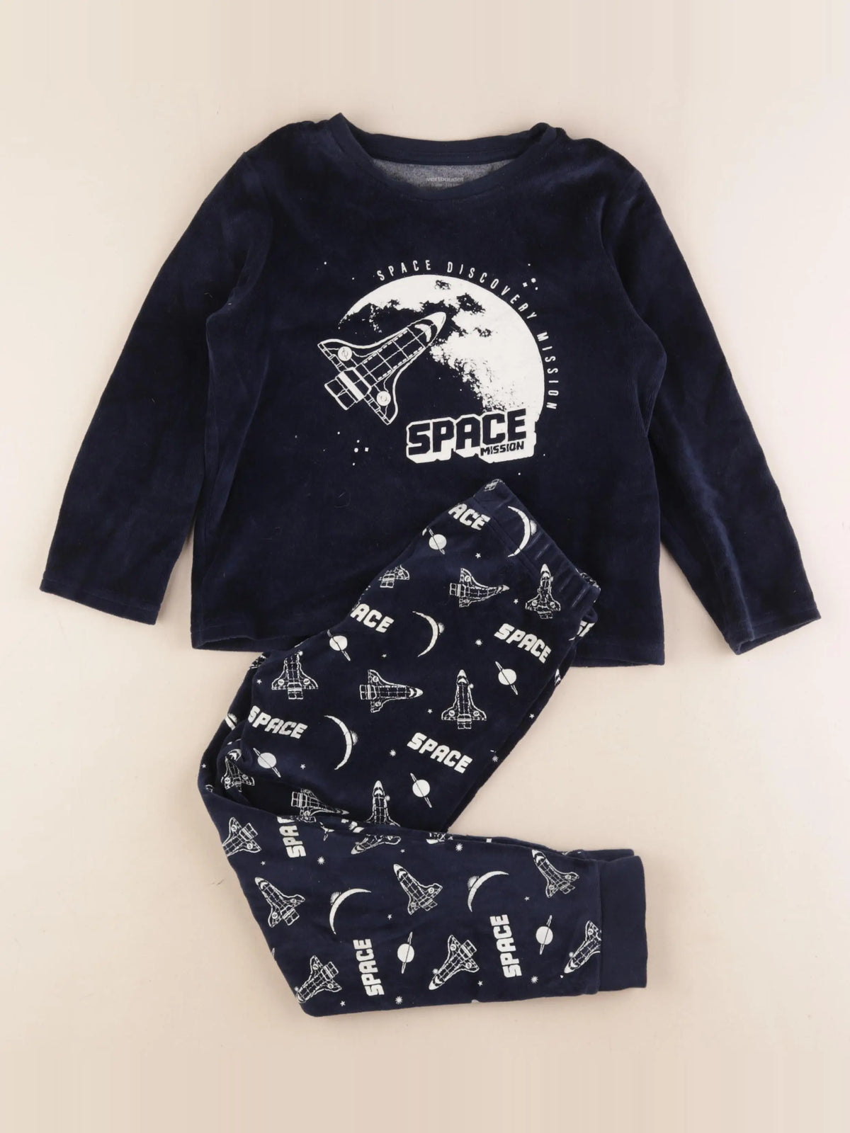 Vertbaudet - pyjama velours bleu - 6 ans
