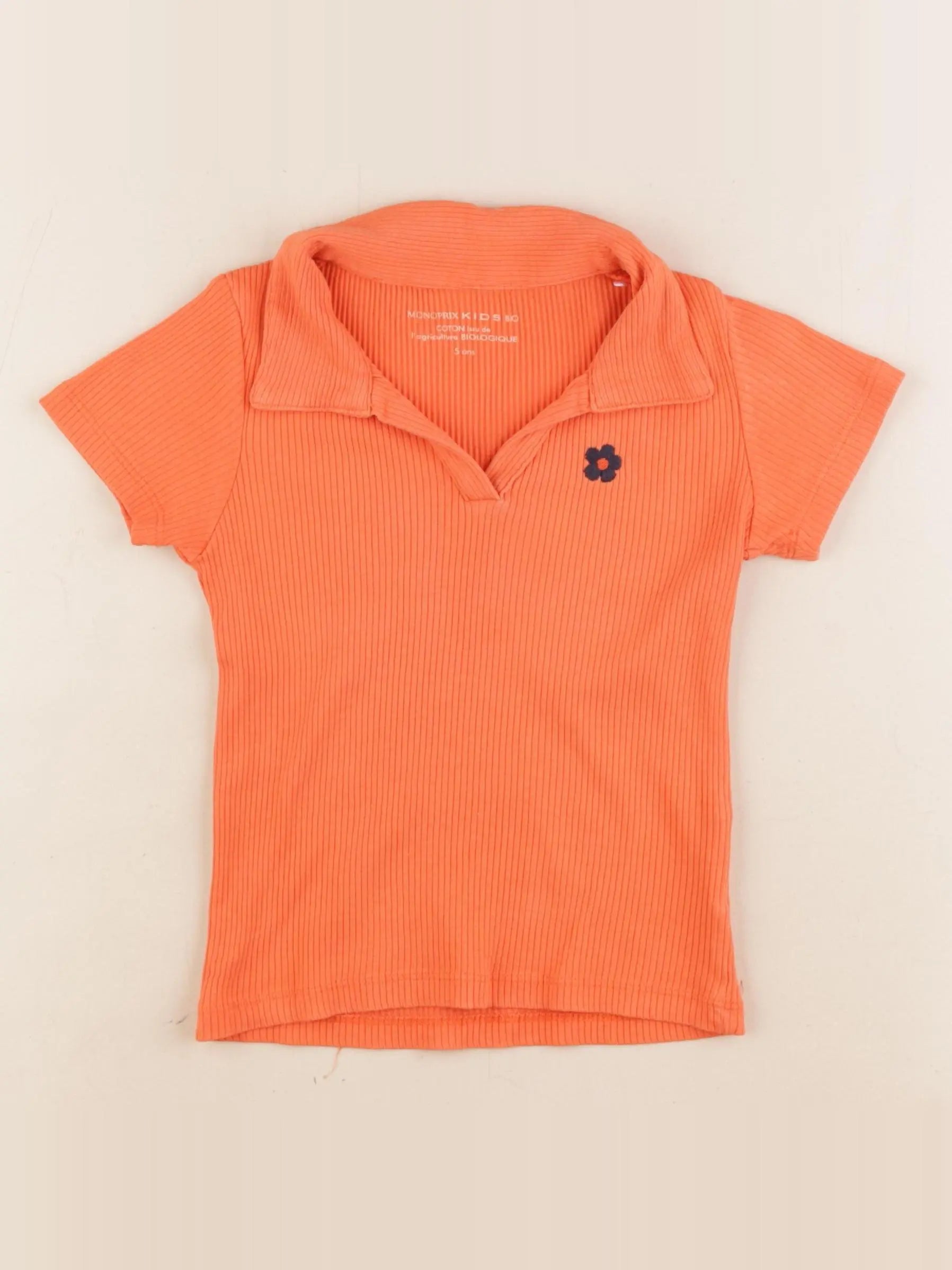 Monoprix - polo orange fluo - 4/5 ans