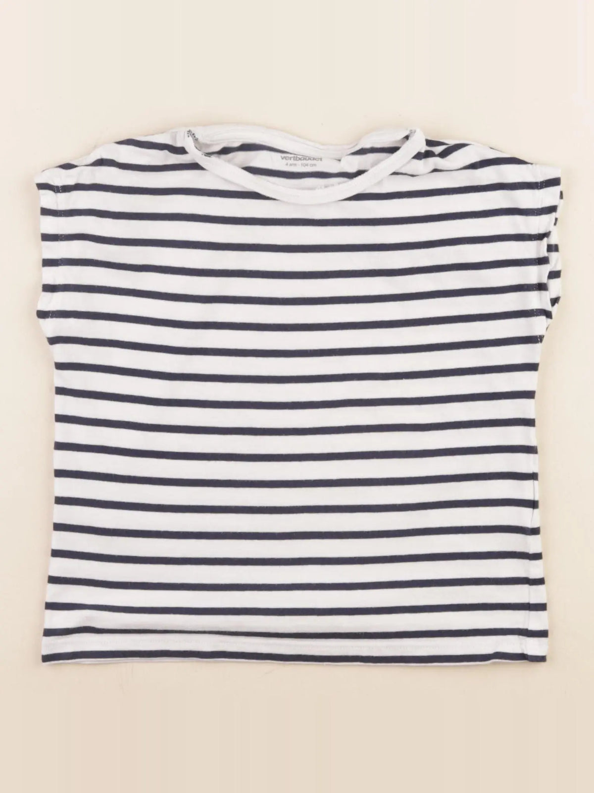 Vertbaudet - tee-shirt blanc, bleu - 4 ans