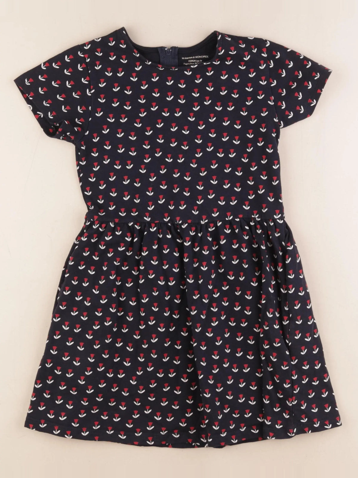 Monoprix - robe bleu, rouge - 8 ans