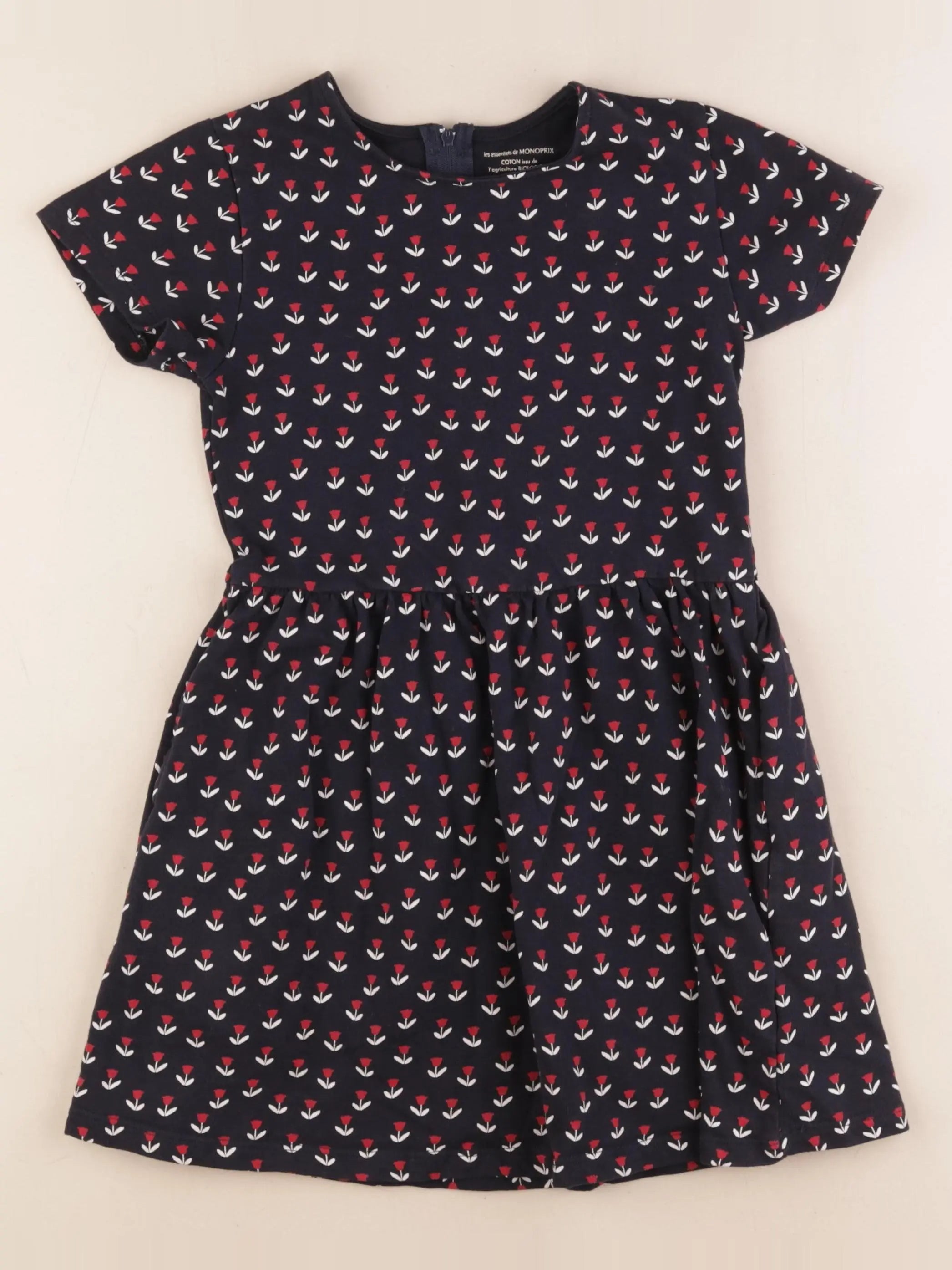 Monoprix - robe bleu, rouge - 8 ans